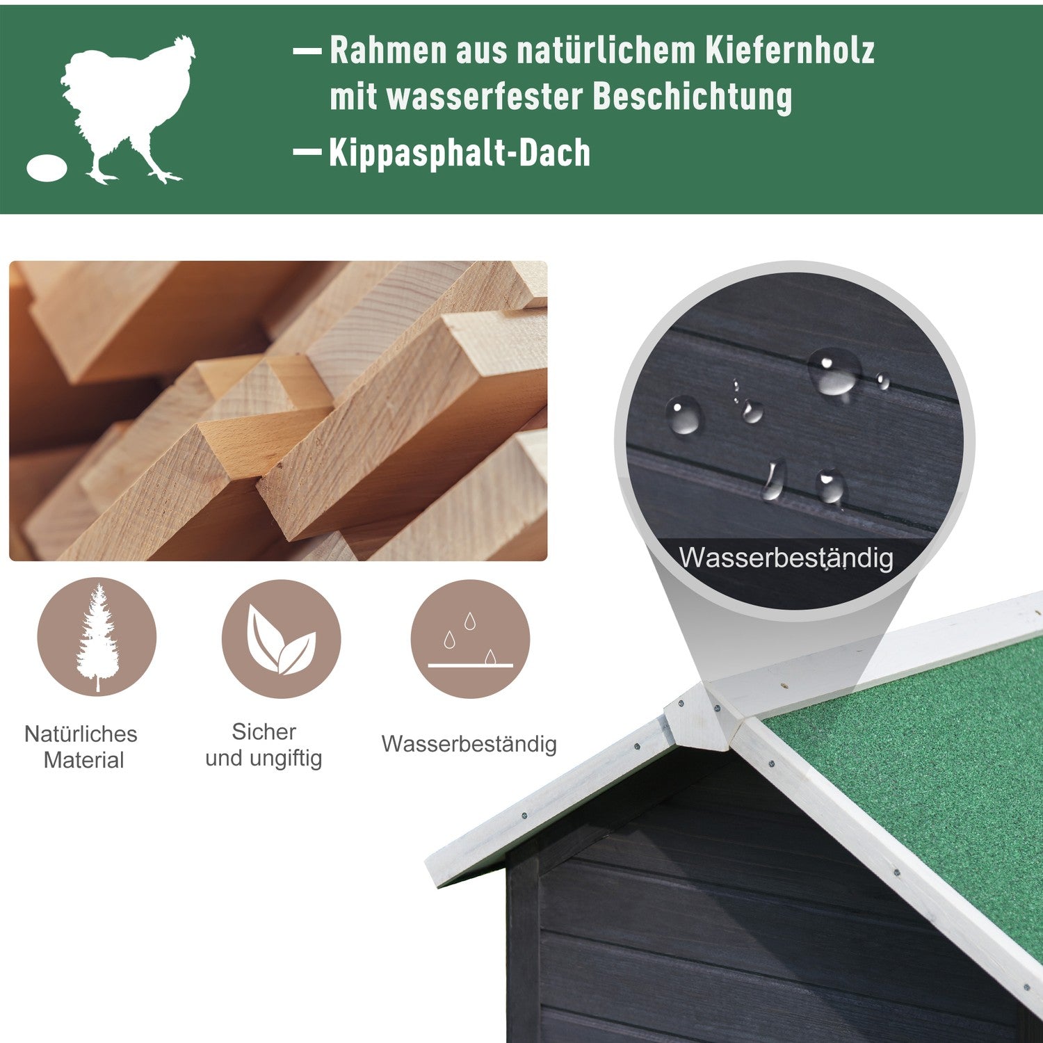 Bantam Chicken Coop med häcklåda & lekhage, grå