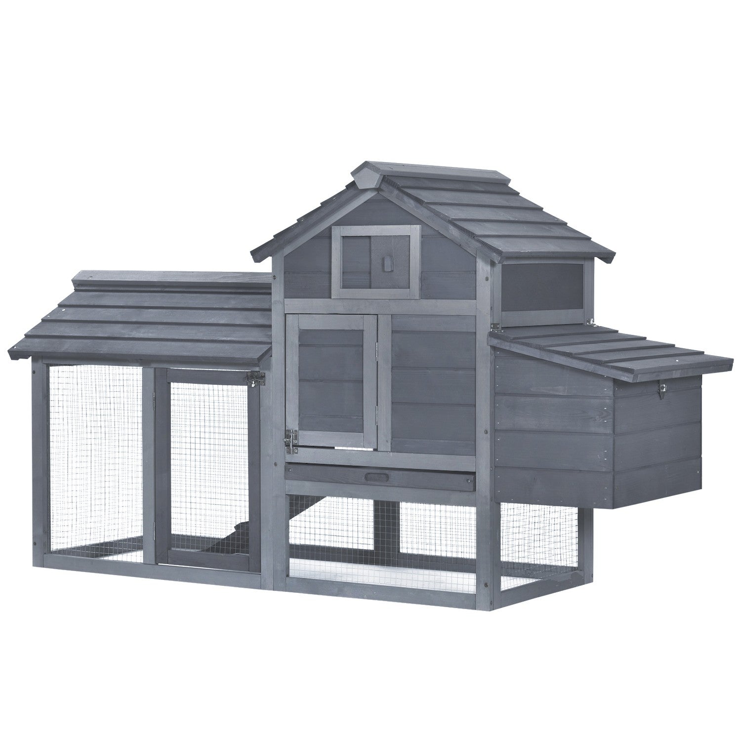 Bantam Chicken Coop med häckningslåda, granträ, grå