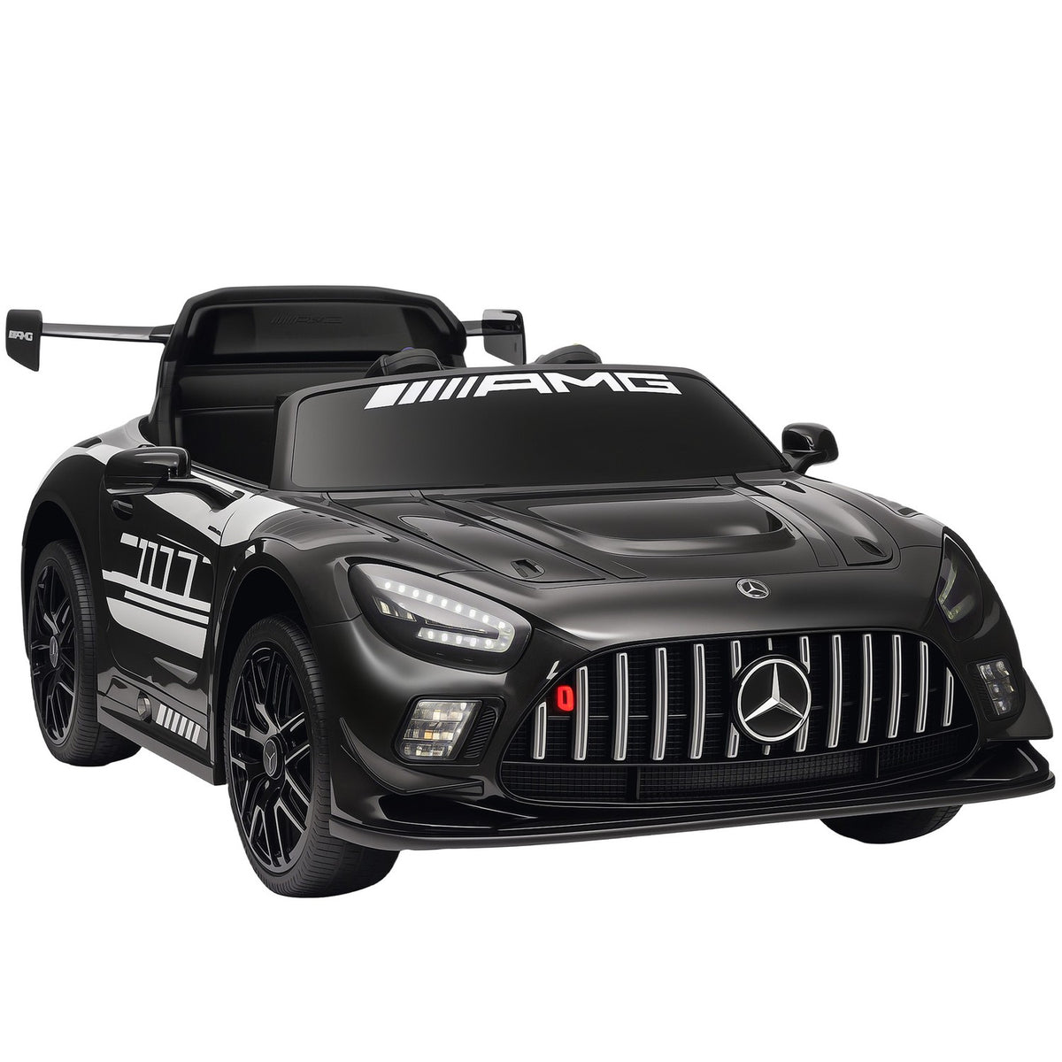 Dětské elektrické auto, 12V baterie, LED světla, hudba, černé