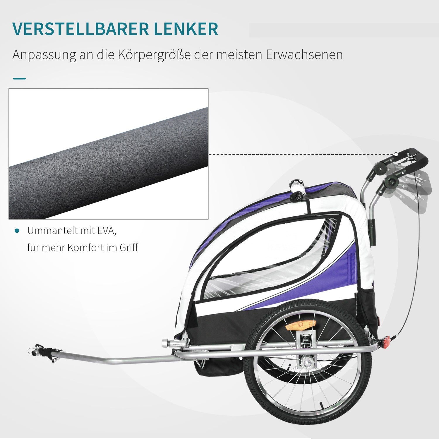 Barncykelvagn för 2 med regnskydd, lila och svart