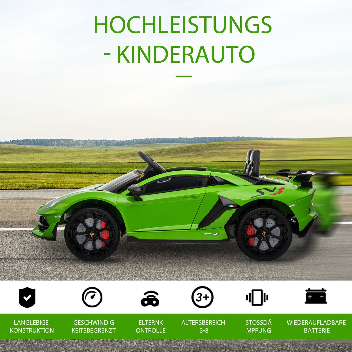 Barnelbil Lamborghini, 3-8 år, Fjärrkontroll