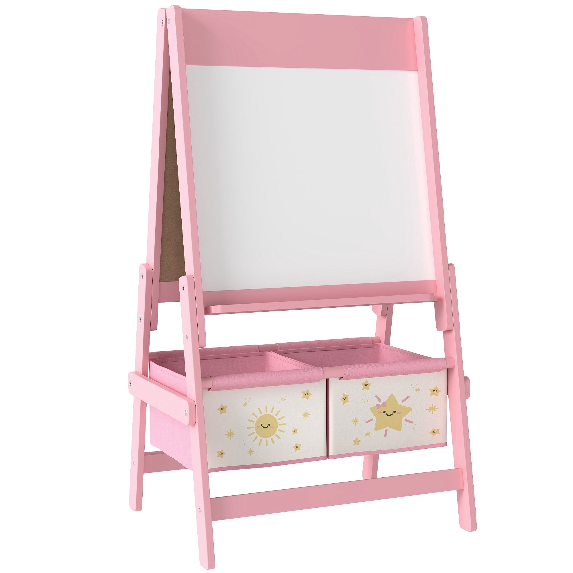 Barnens 3-i-1-staffli med griffeltavla, whiteboard, rosa