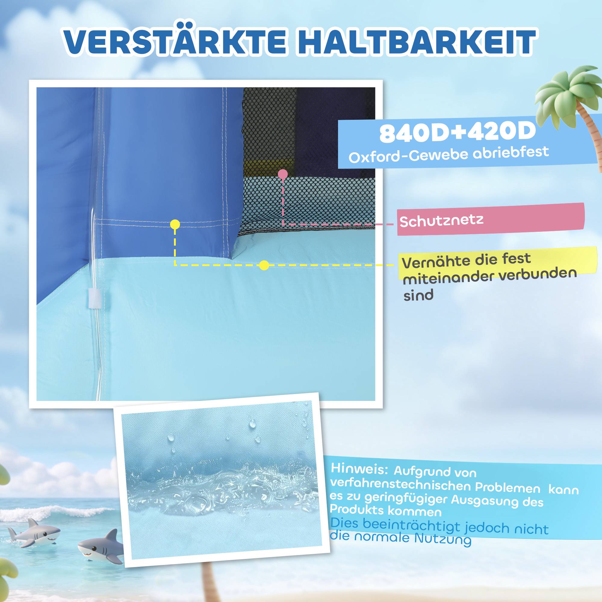Barnhoppshus med rutschkana och vattenkanoner, 8-i-1-kul
