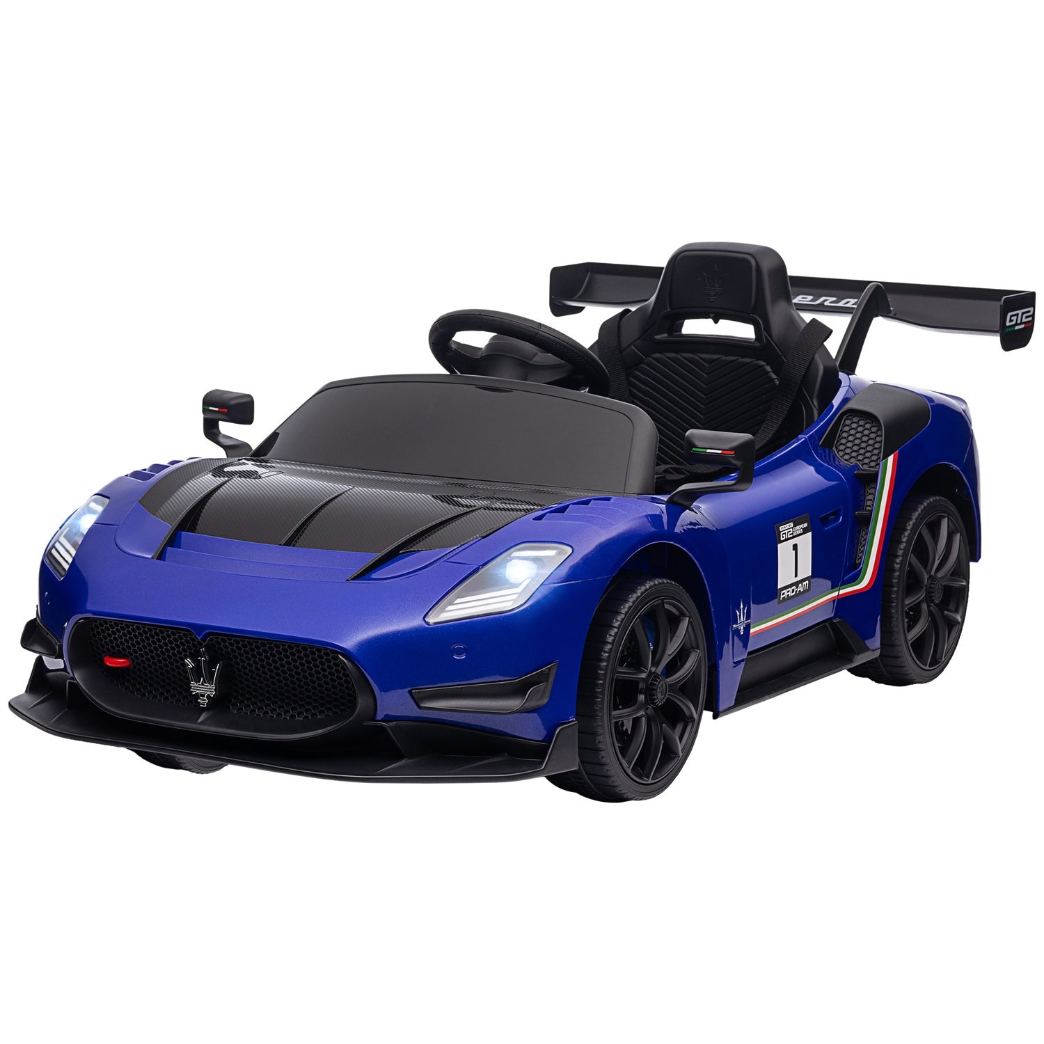 Dětské elektrické auto 12 V s dálkovým ovládáním a světly, modré