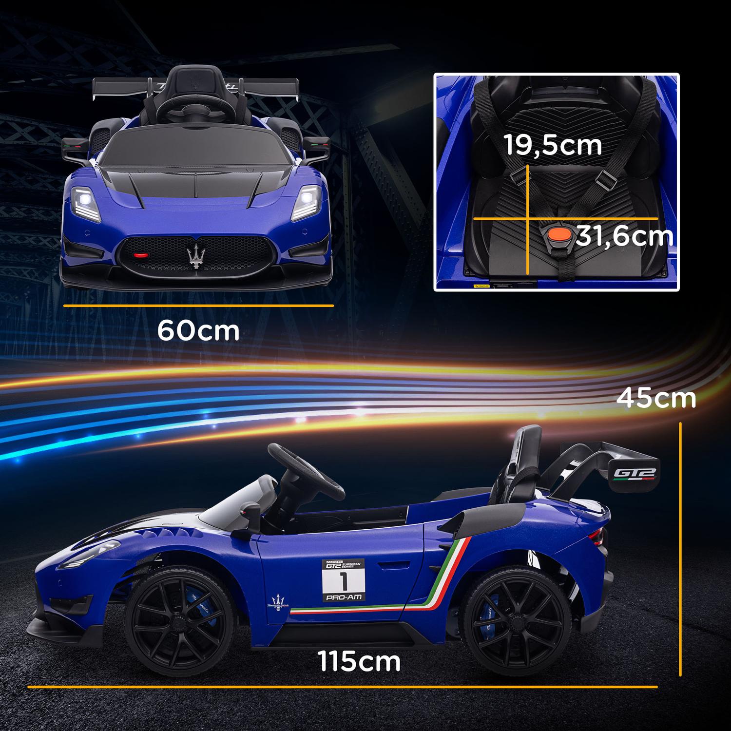 Dětské elektrické auto 12 V s dálkovým ovládáním a světly, modré