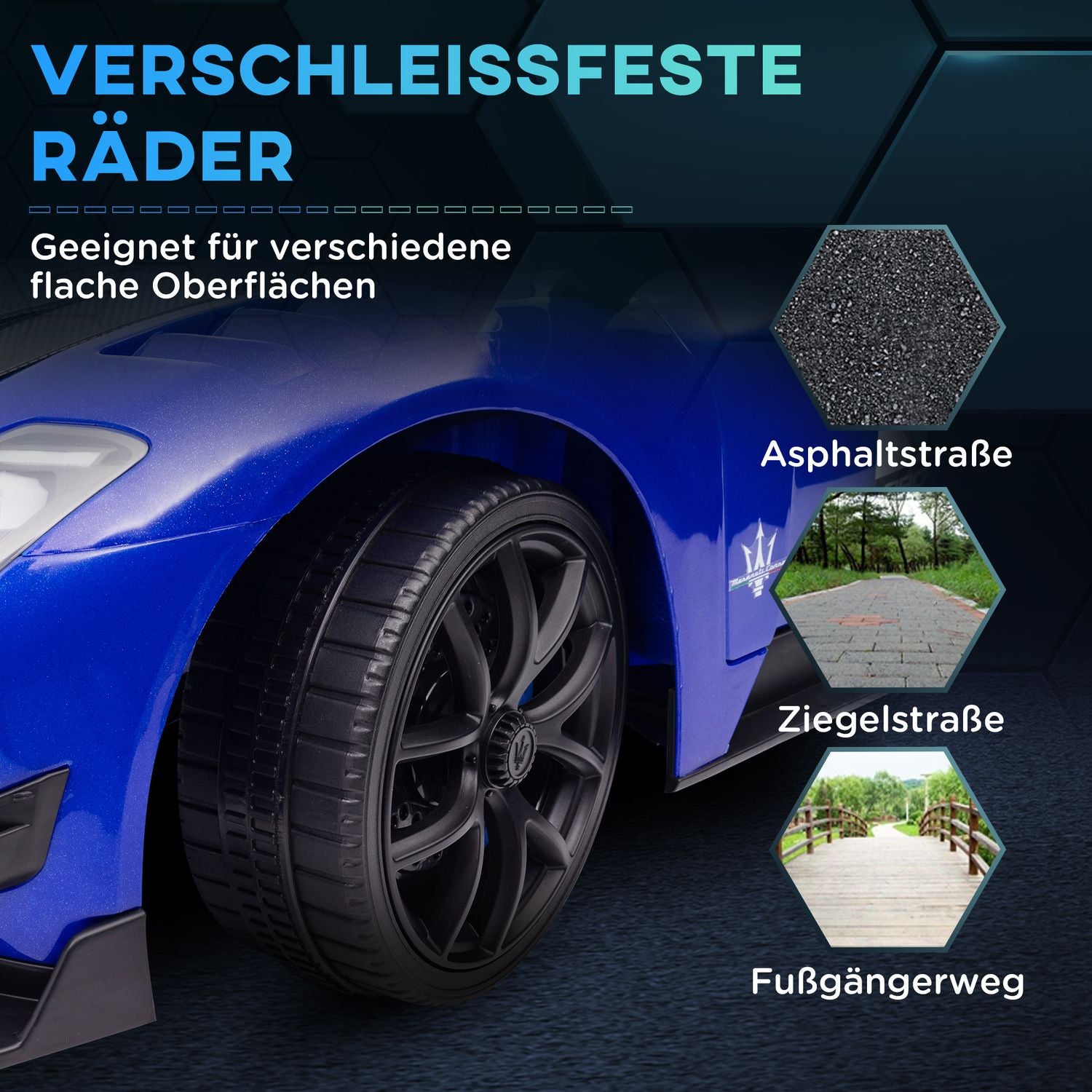 Dětské elektrické auto 12 V s dálkovým ovládáním a světly, modré