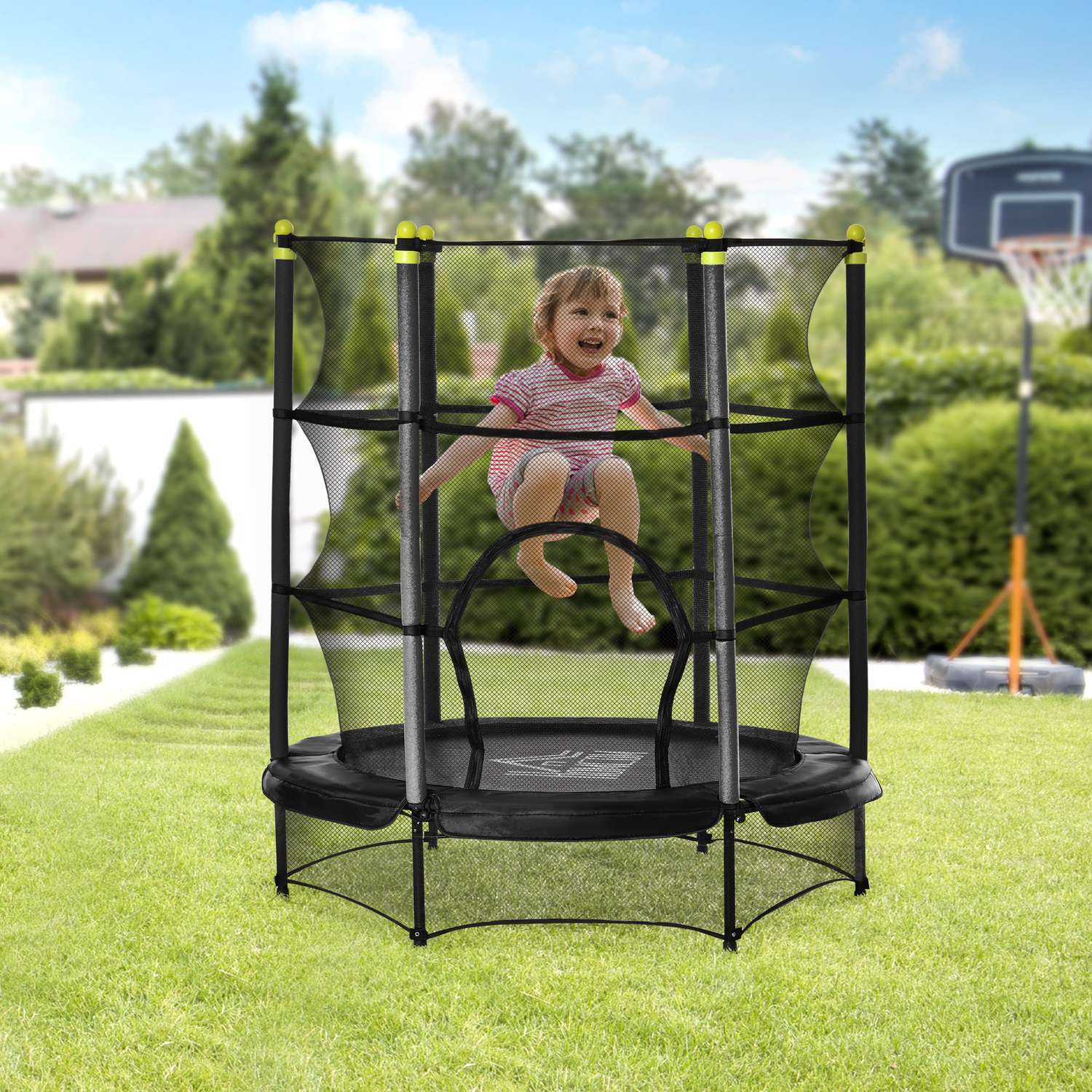 Barns 140 cm Fitness studsmatta med skyddsnät
