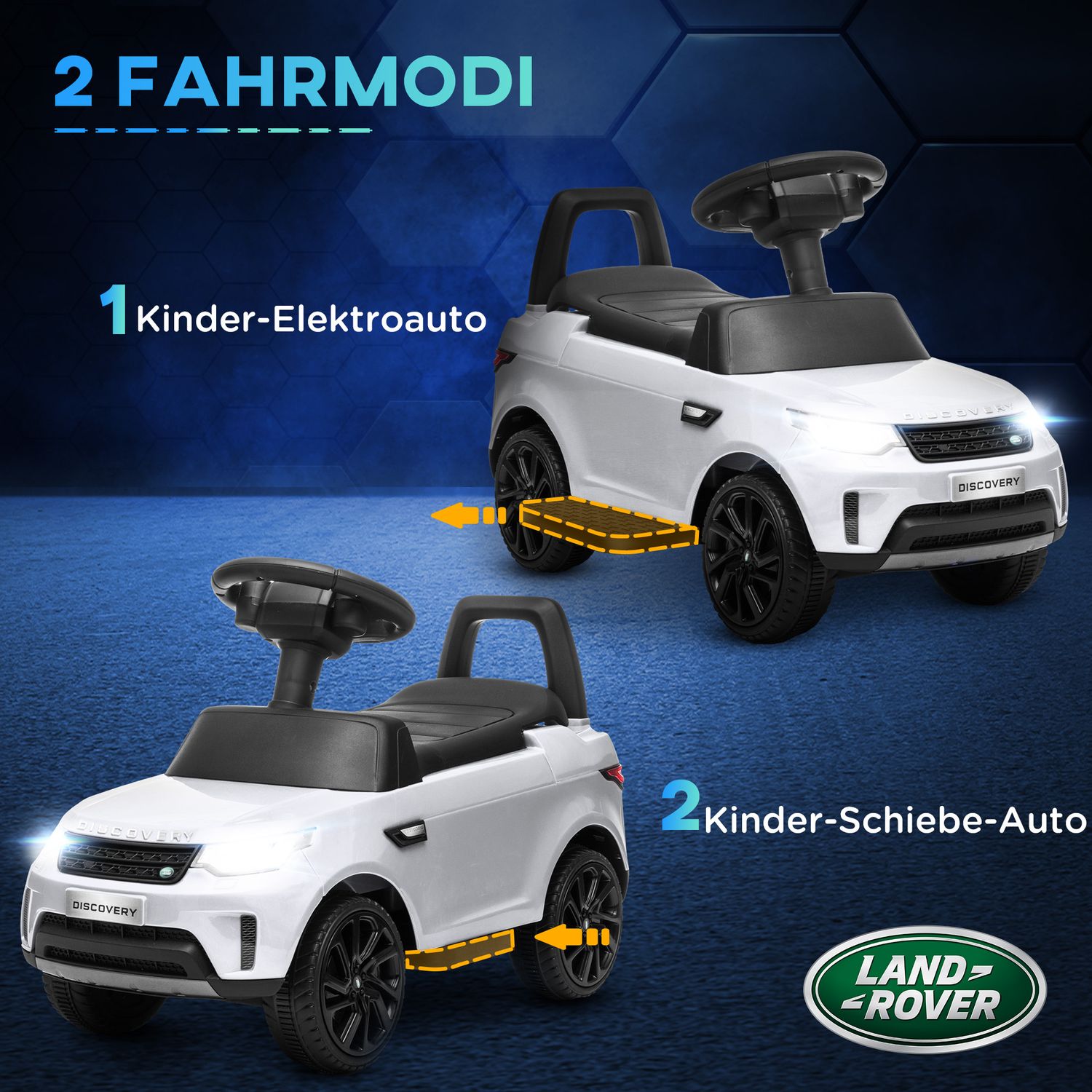 Dětské elektrické auto 2 v 1 s hudbou a světly, bílé