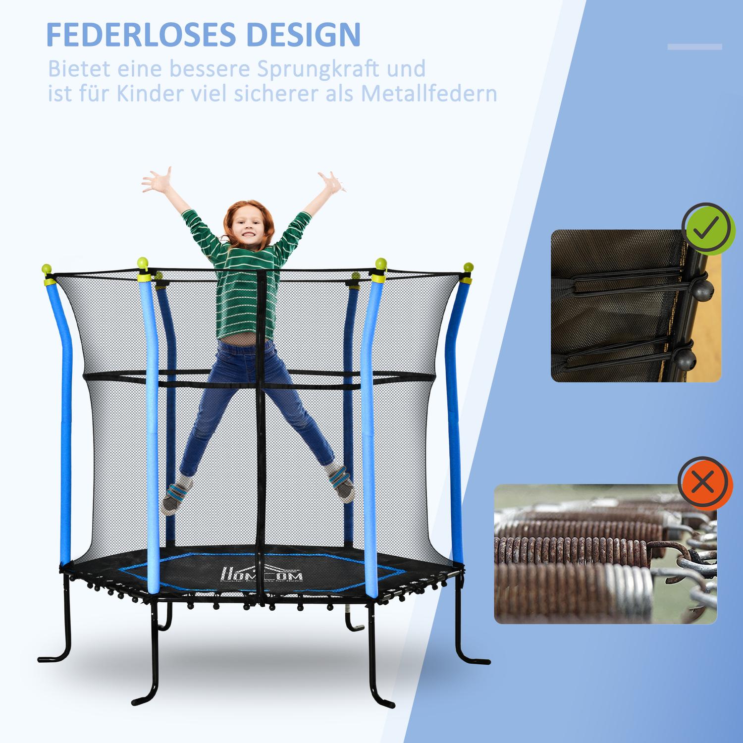 Barns 5,3 fot trädgårdstrampolin, skyddsnät, upp till 60 kg