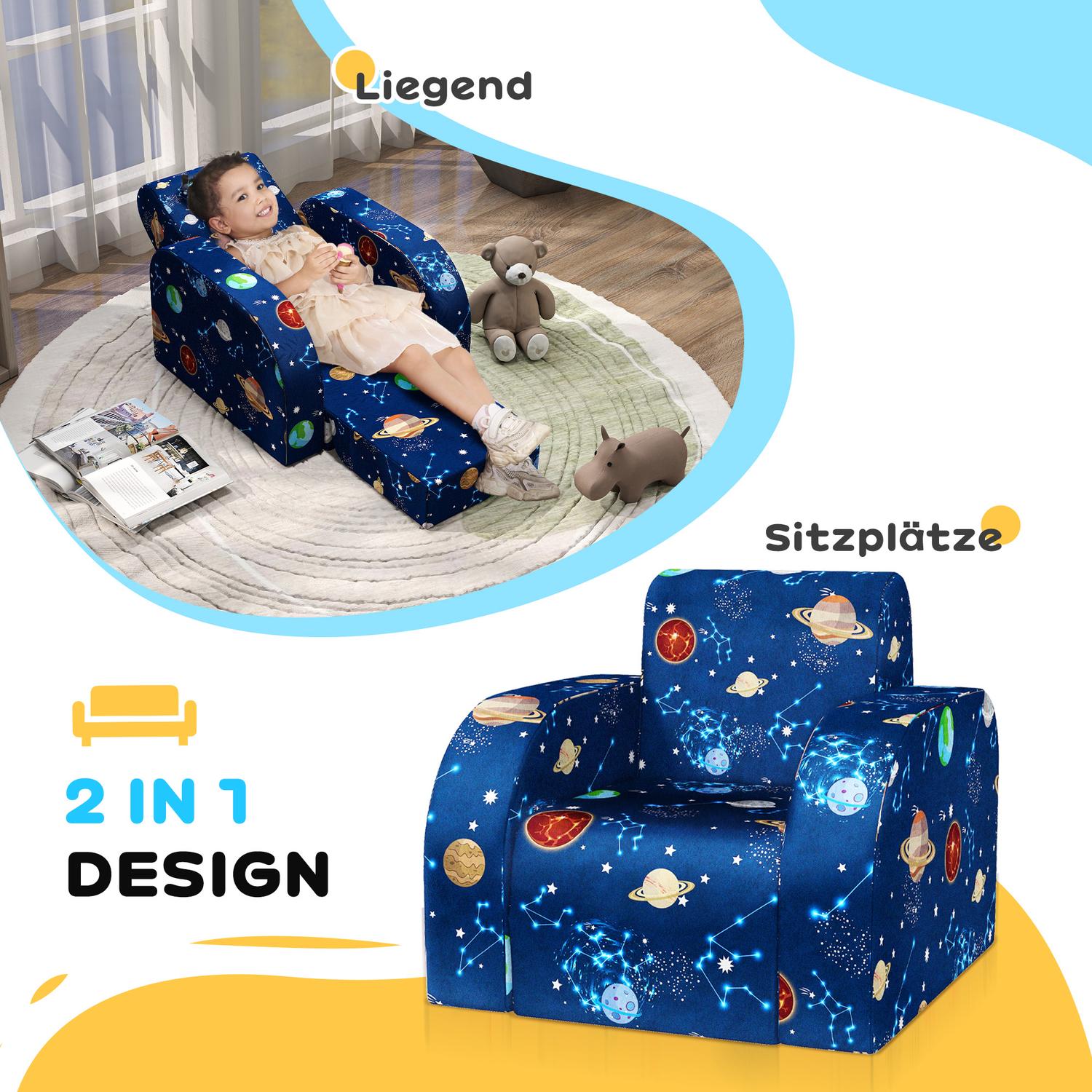 Dětské skládací rozkládací křeslo – planetární design