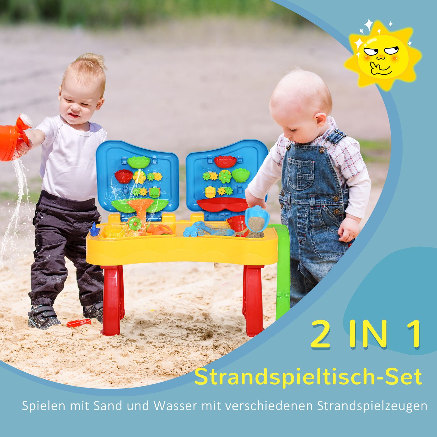 Barns sand- och vattenaktivitetsbord med 31 leksaker