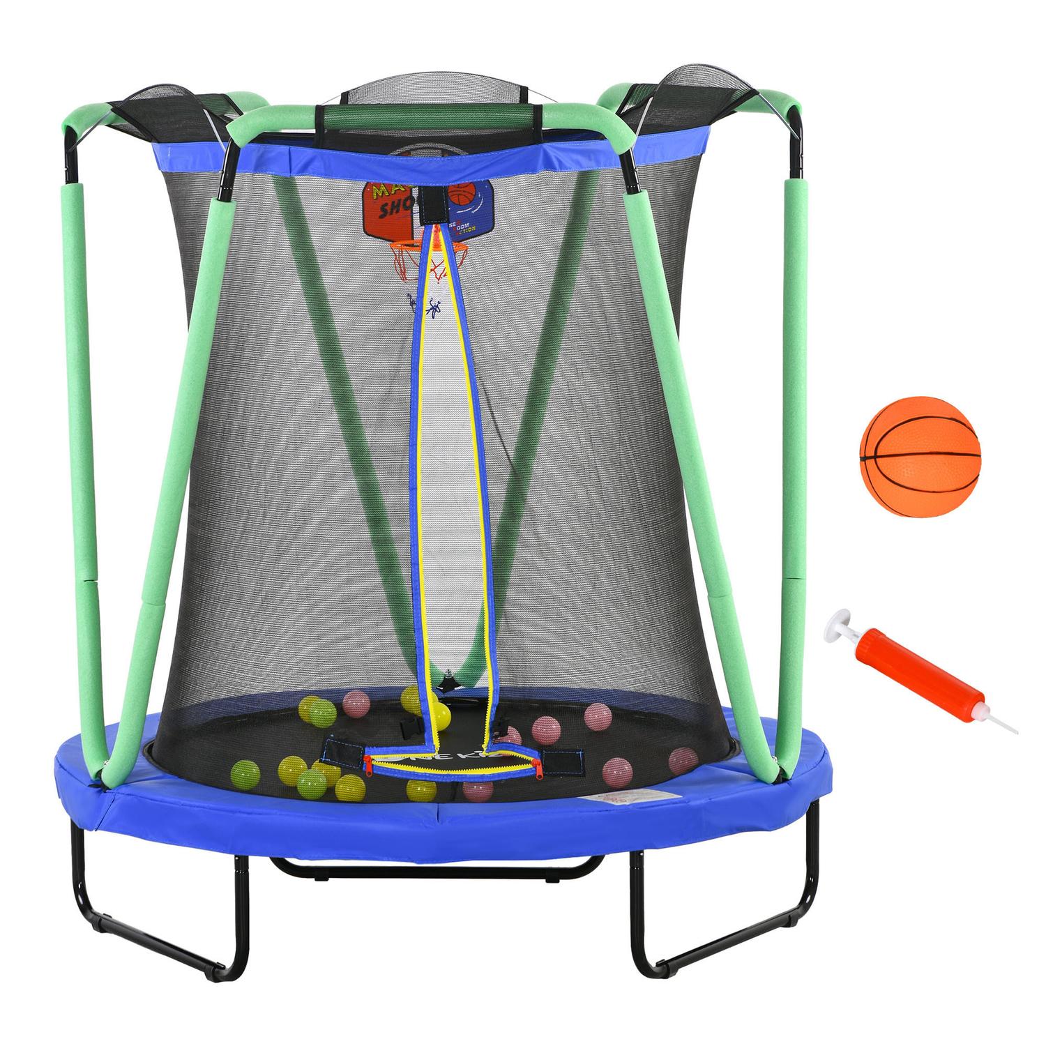 Barnstudsmatta med skyddsnät & basketbåge, 140 cm