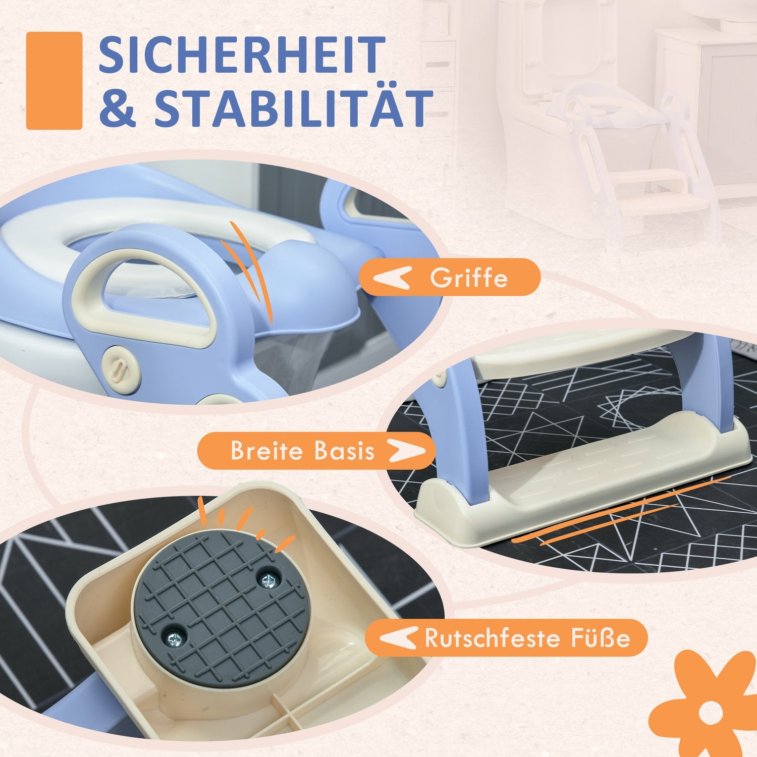 Dětské sedátko na toaletu se schůdky a madlem, 2–6 let
