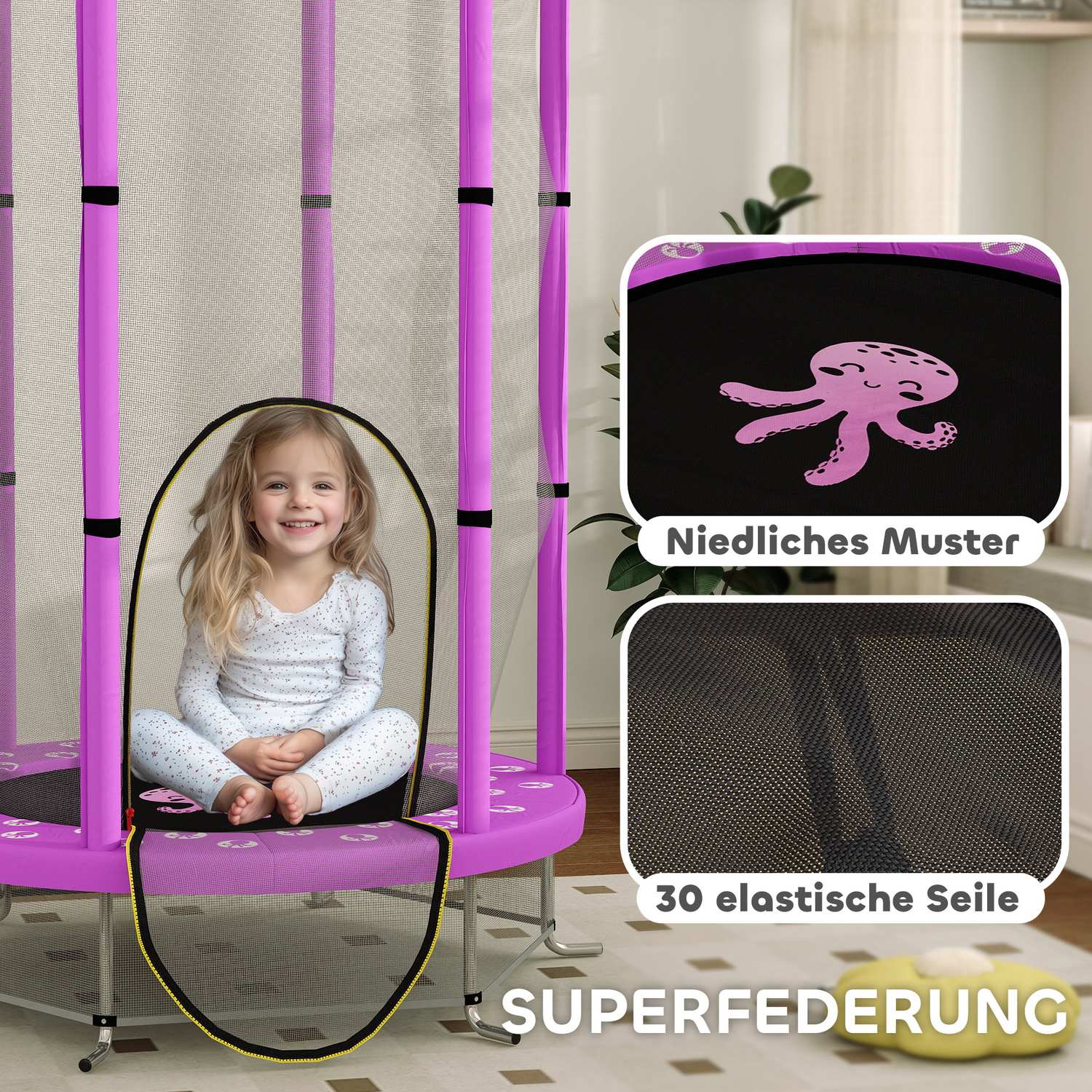 Dětská trampolína s ochrannou sítí, Ø140 cm