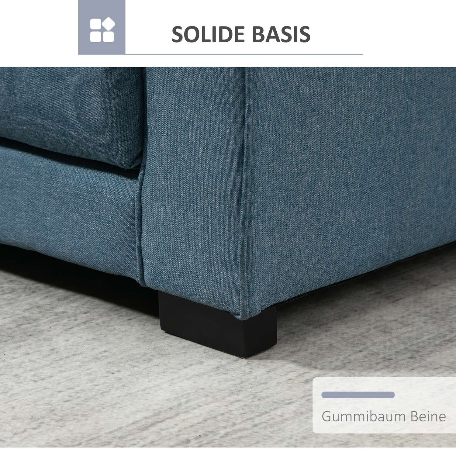 Bäddsoffa i blå tyg med sovfunktion, 2-sits