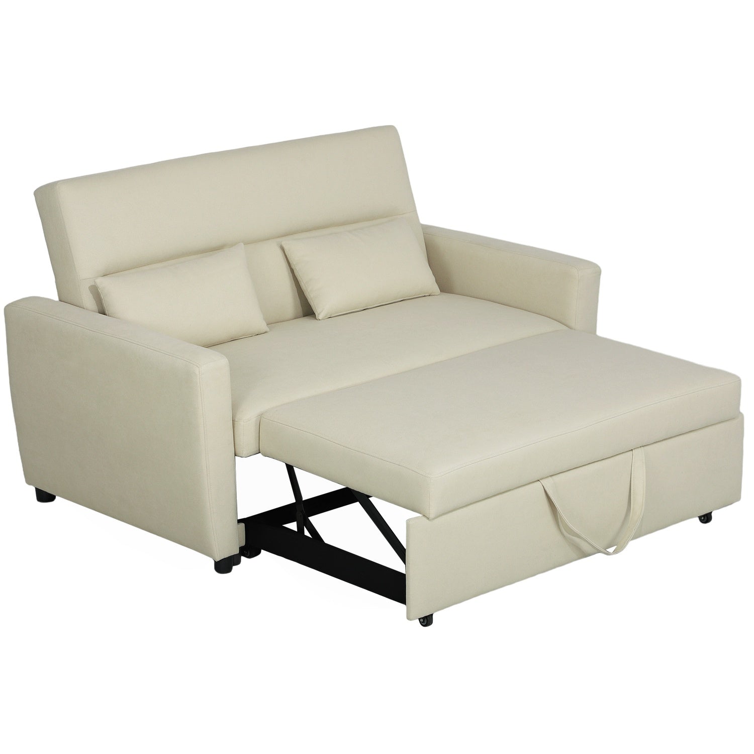 Bäddsoffa i sammetslook, 2-sits, justerbar, beige