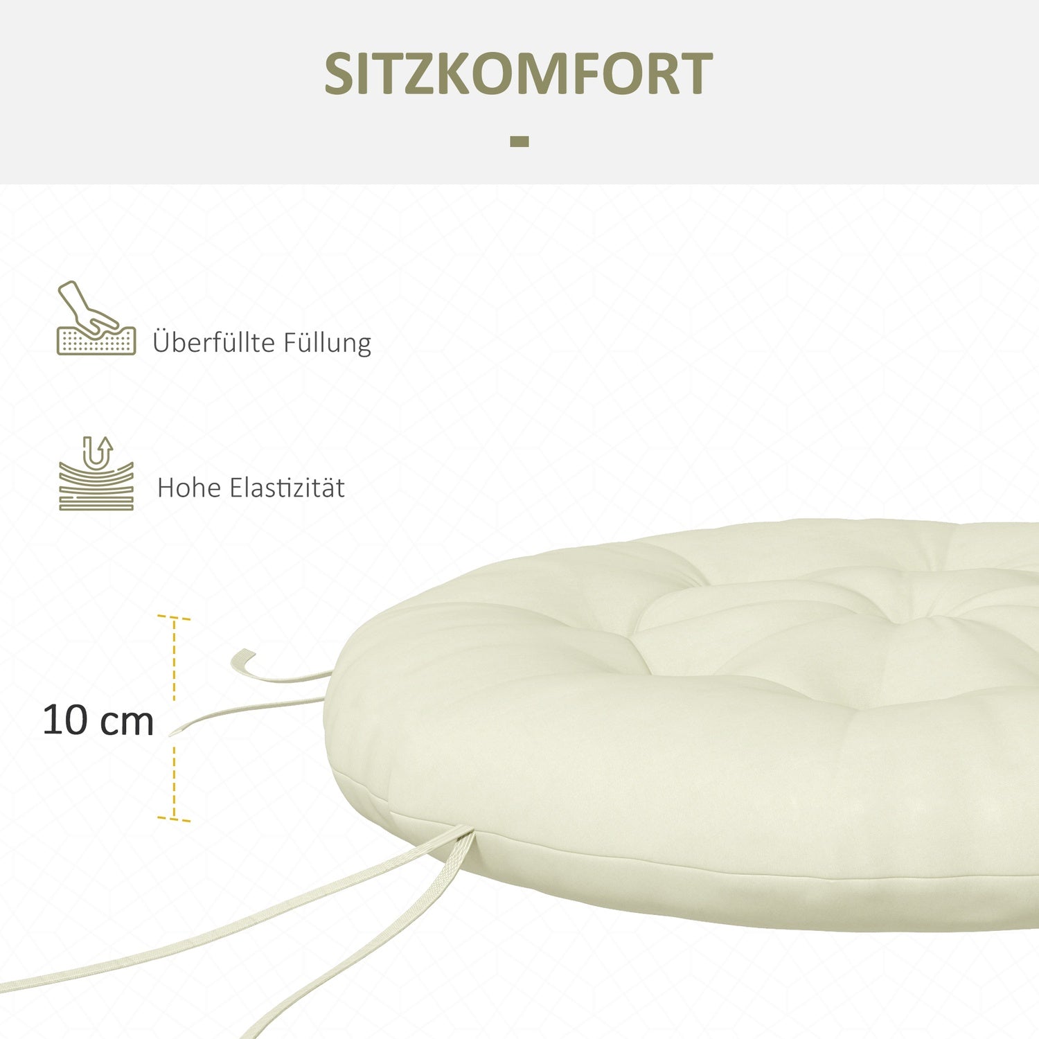 Béžový polyesterový polštář na měsíc – polstrování 10 cm