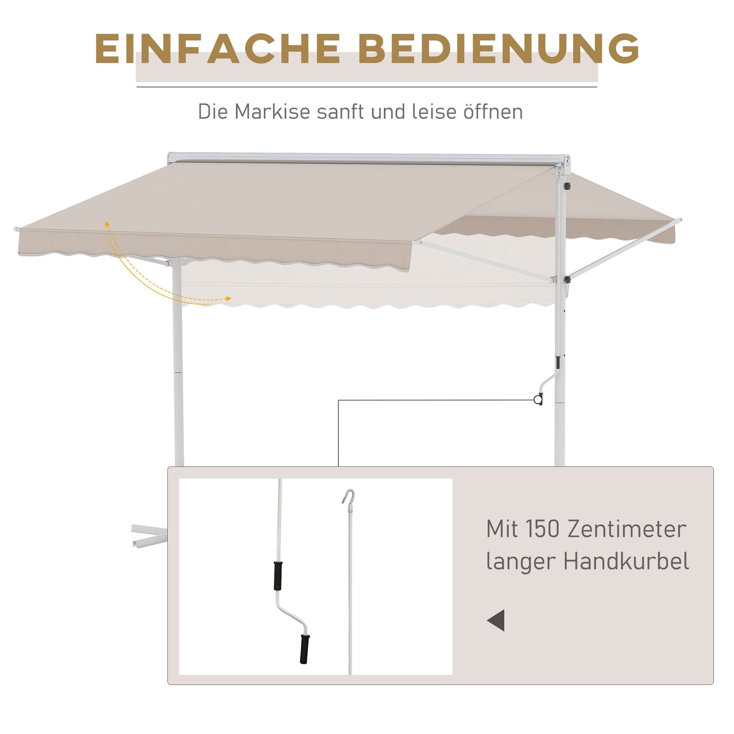 Beige Uteplatsmarkis Med Fällarm 3x3M