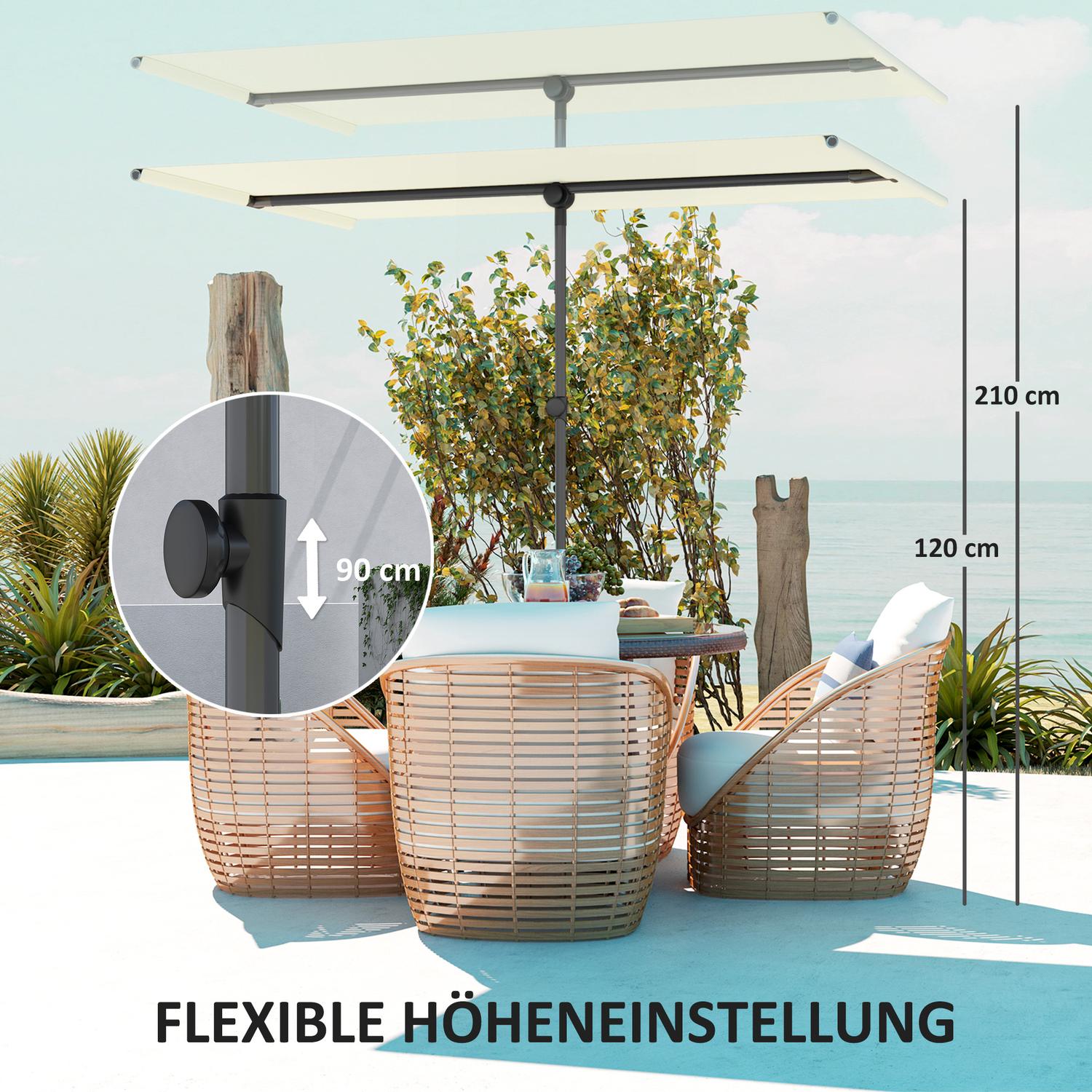 Béžový otočný slunečník, ochrana proti slunci 180°, 150 × 205 cm
