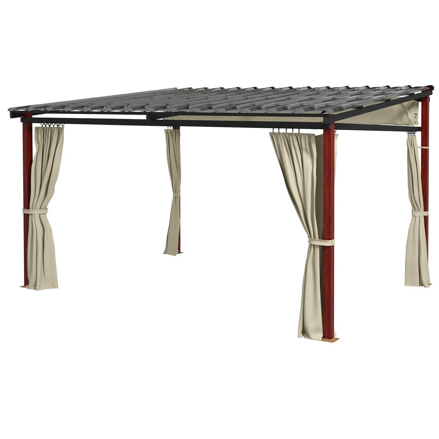 Béžová větruodolná pergola 3,5x3m s nastavitelnou střechou