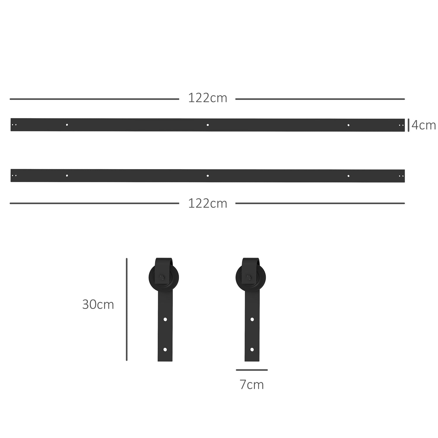 Sada kování pro posuvné dveře, 244cm, uhlíková ocel, černá