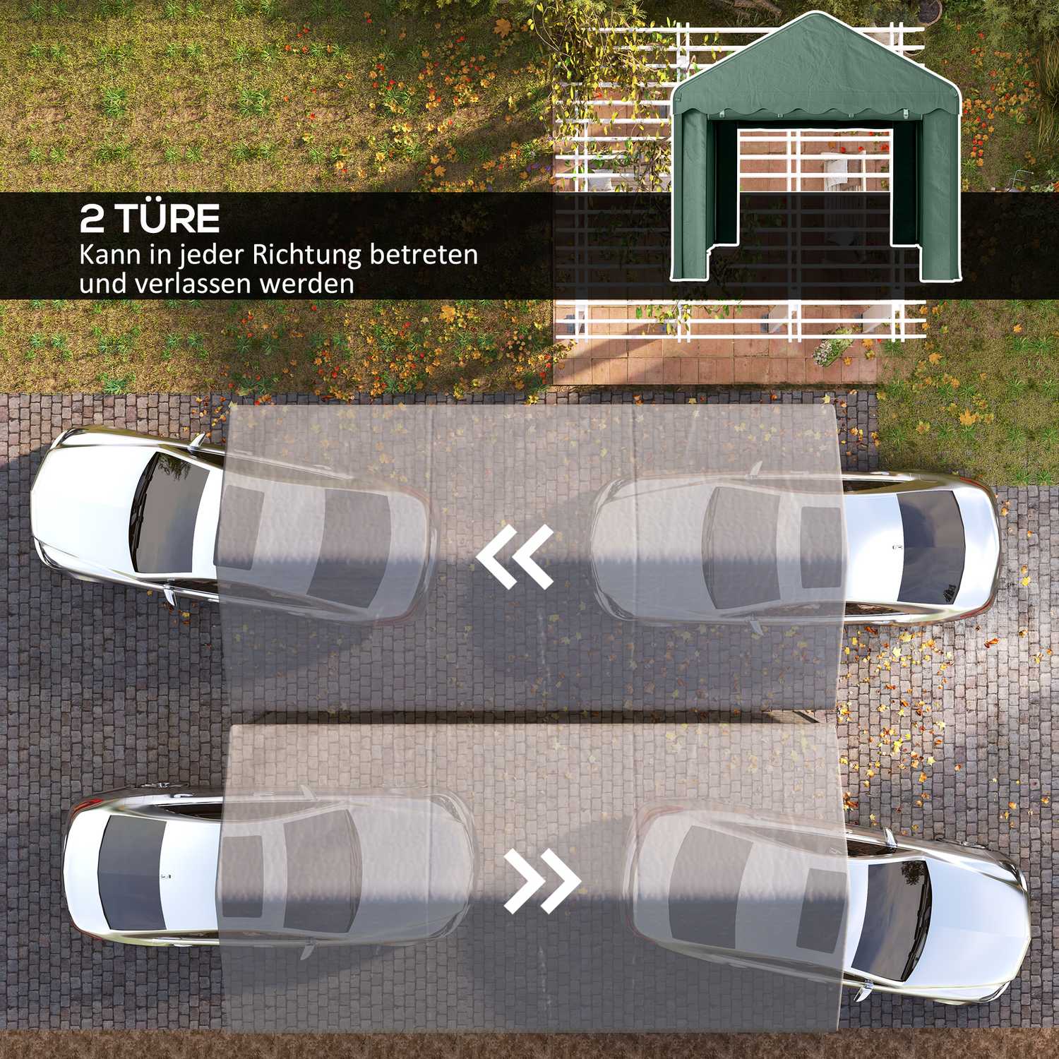 Kryt na auto 3x6m – UV odolný, vodotěsný, s dveřmi