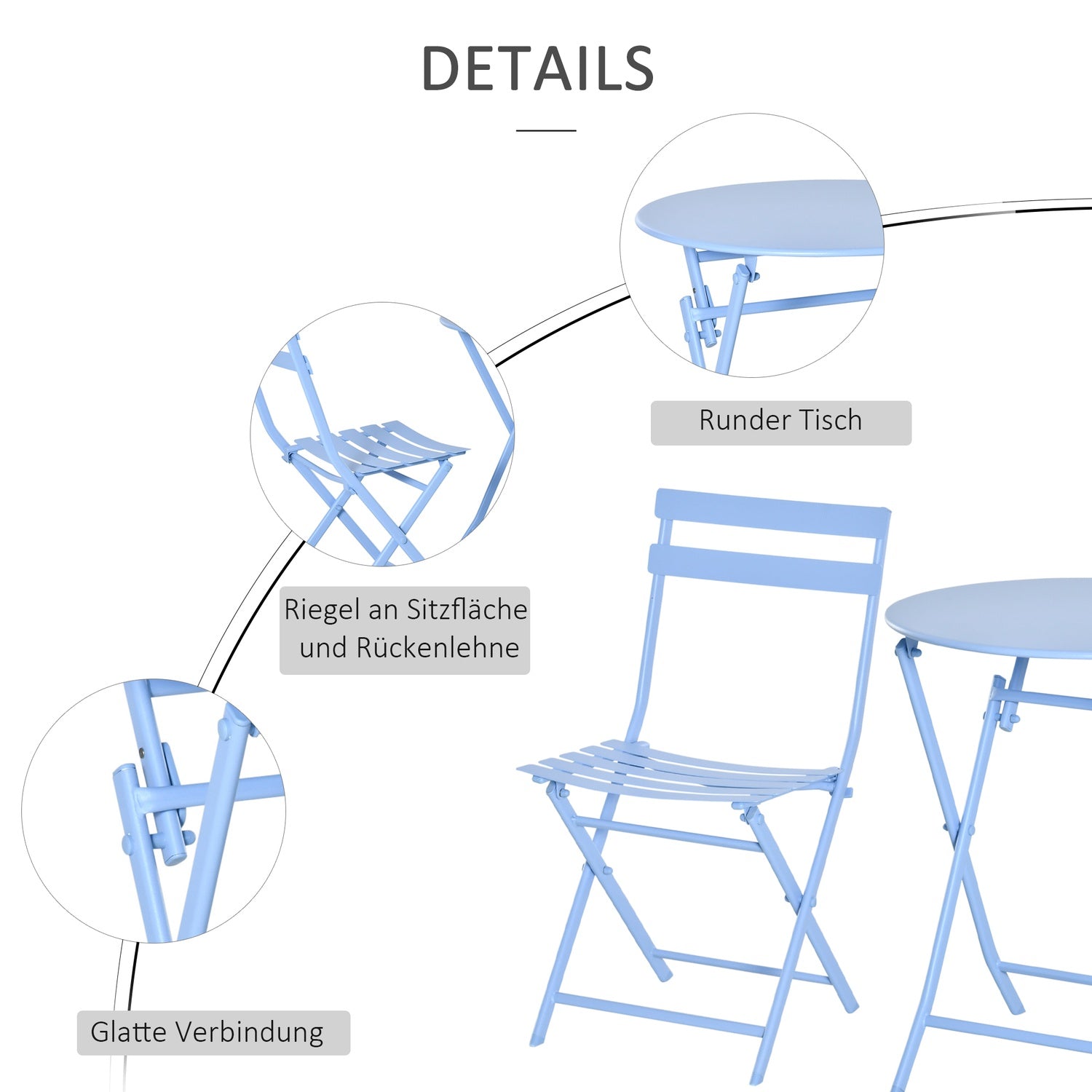 Bistroset för 2 – Ljusblå, utemöbler