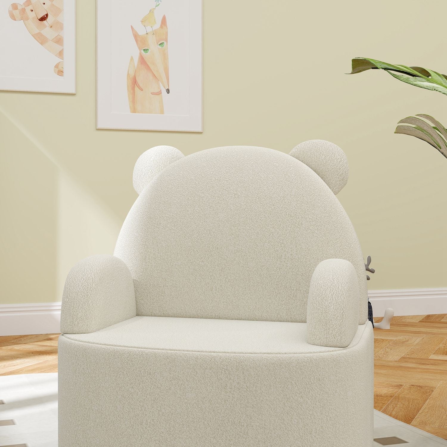 Dětské křeslo ve tvaru medvěda, měkký plyš Teddy, béžové