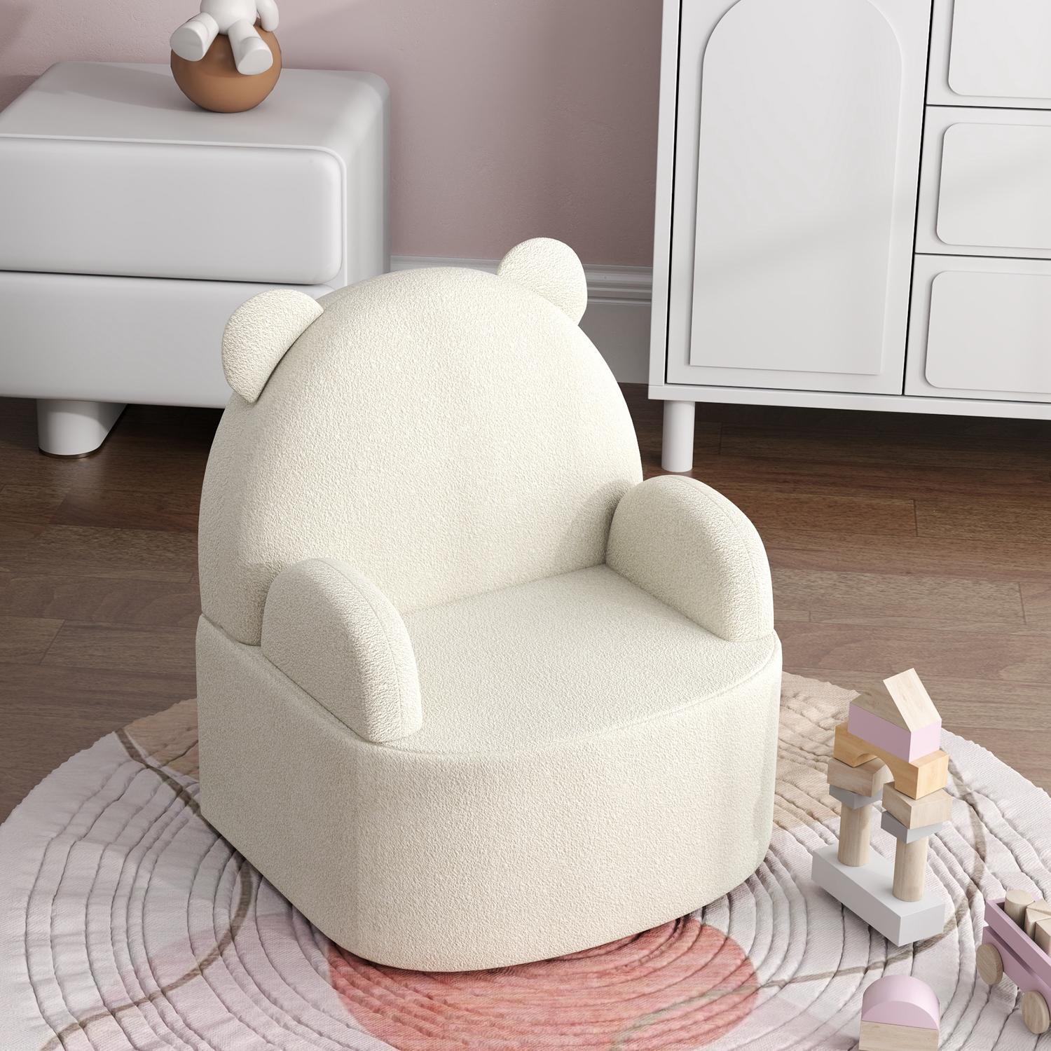 Dětské křeslo ve tvaru medvěda, měkký plyš Teddy, béžové