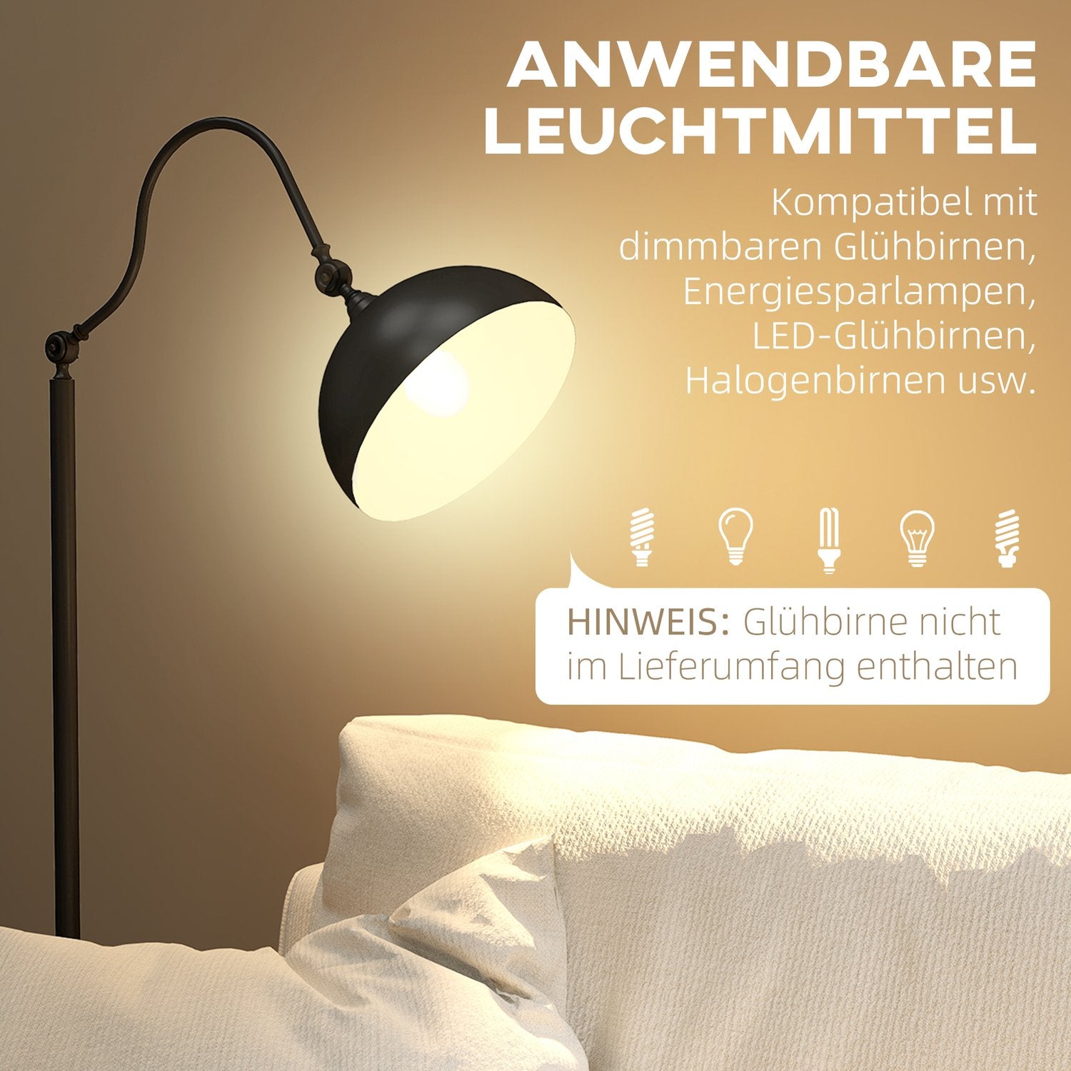 Černá kovová oblouková stojací lampa – nastavitelný stínidlo, retro design