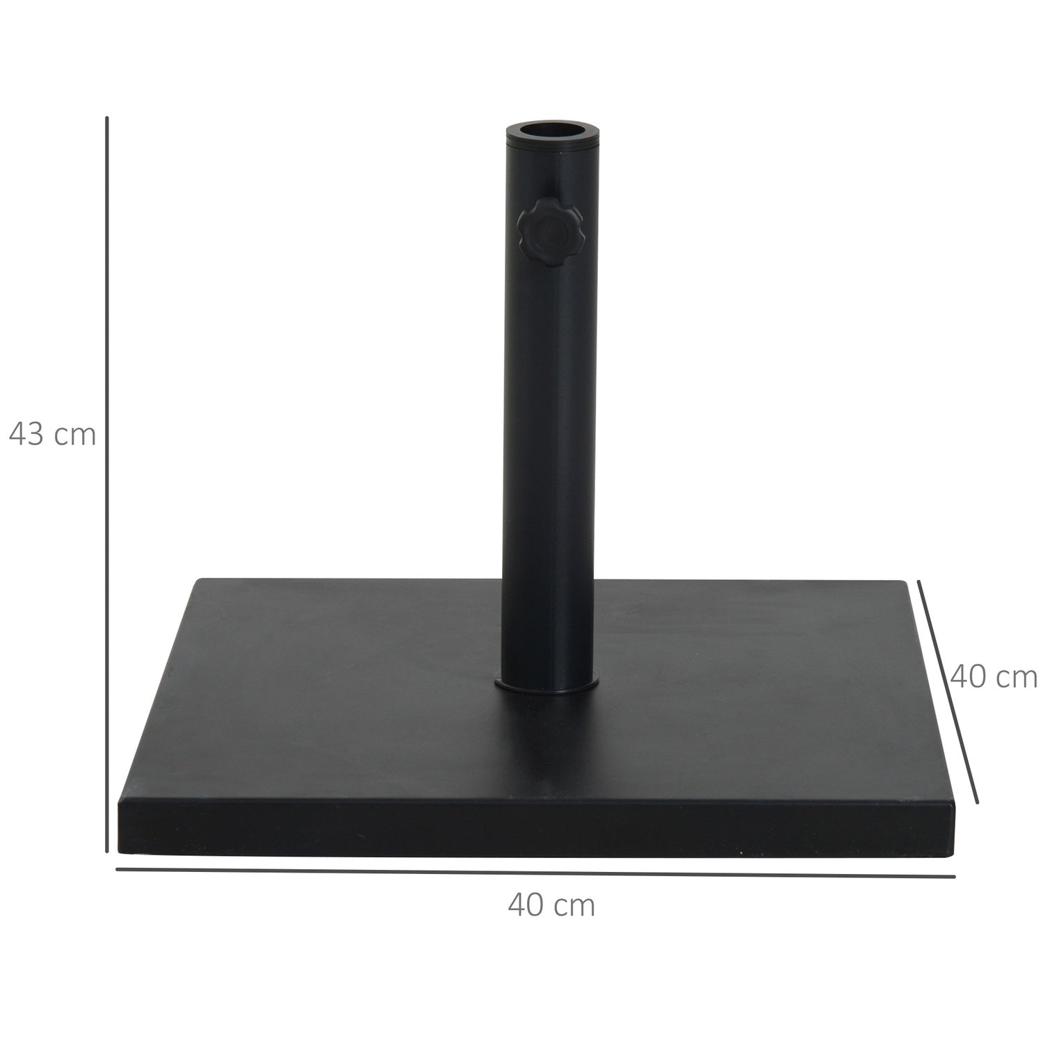 Black Metal & Cement Paraply Base, 13 Kg, Passar Ø35-48 Mm