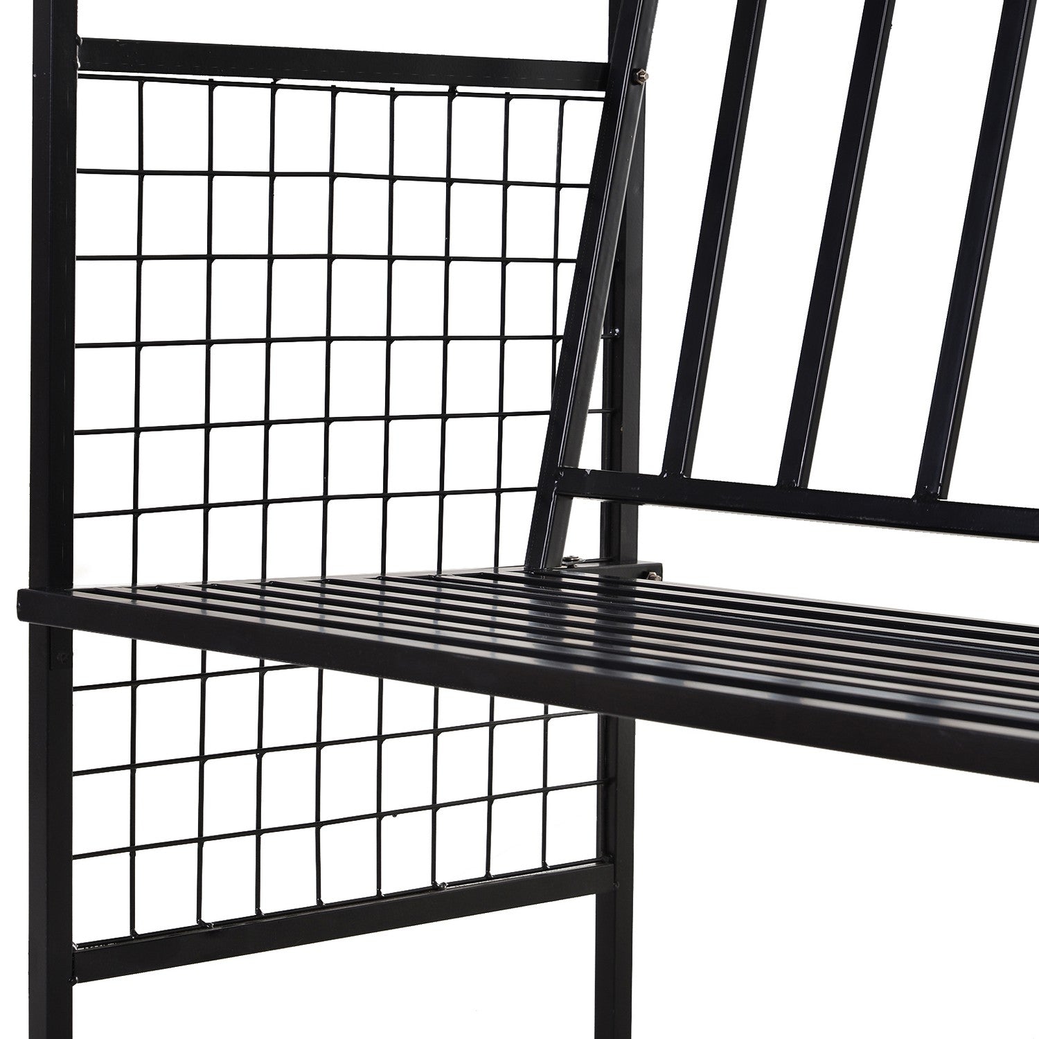 Black Metal Garden Arch med bänk – 154 x 60 x 205 cm