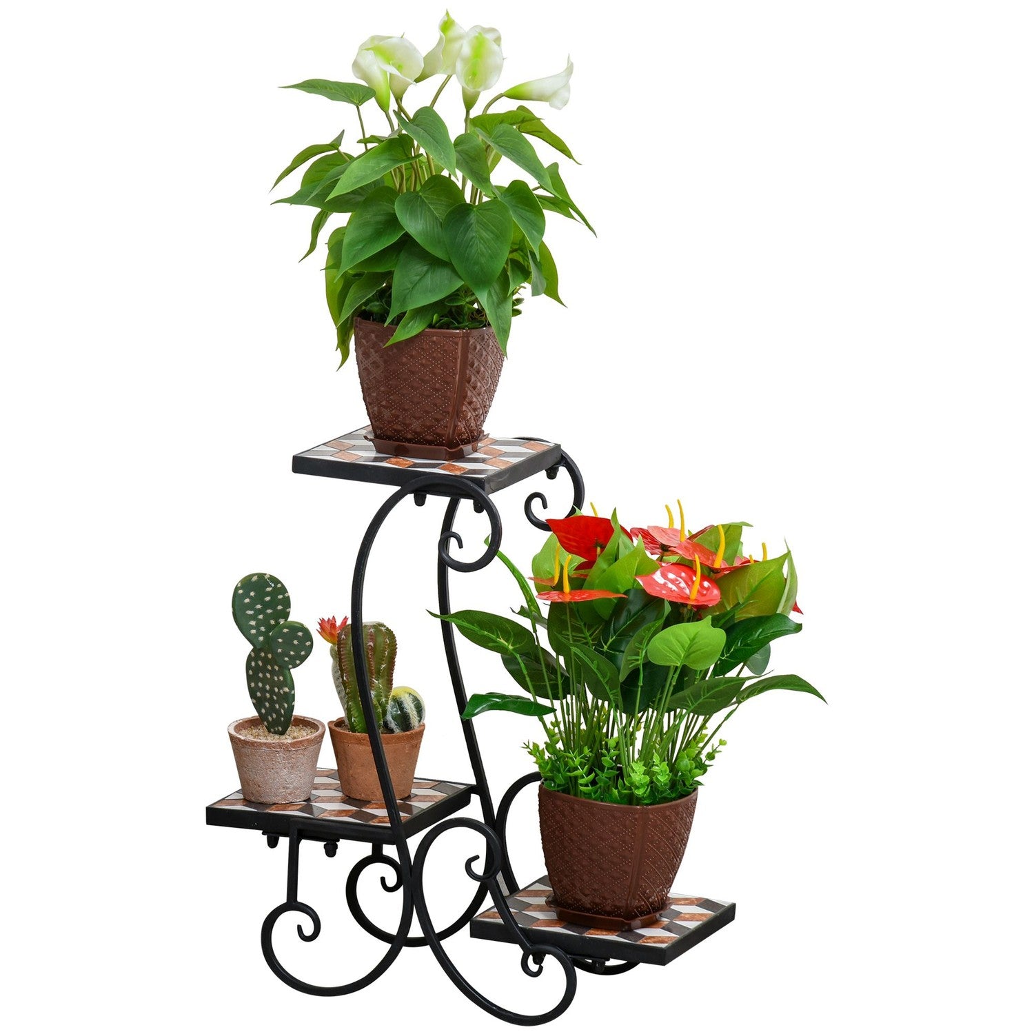 Black Metal Plant Stand – inomhus/utomhus mosaikbord