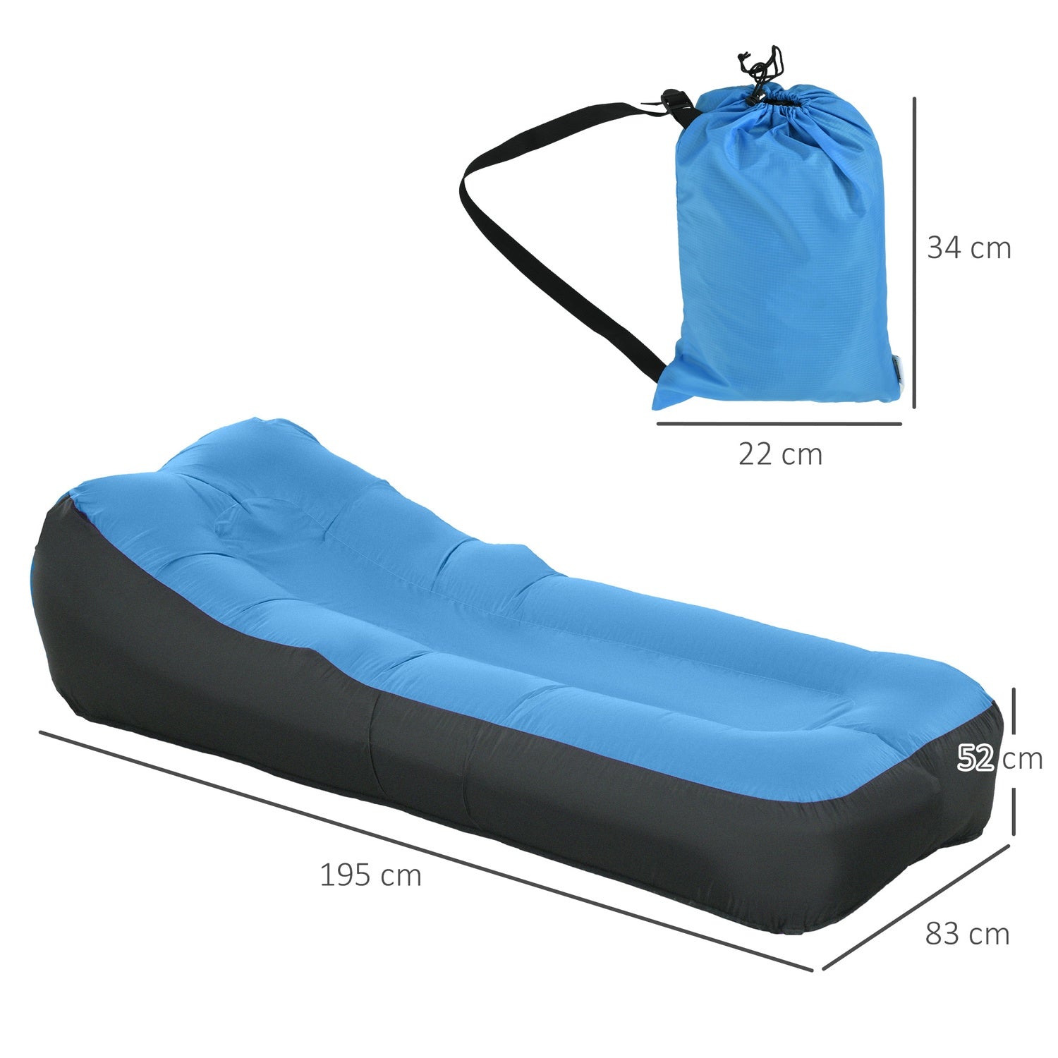 Modré vodotěsné nafukovací lehátko, samonafukovací, nosnost 200 kg