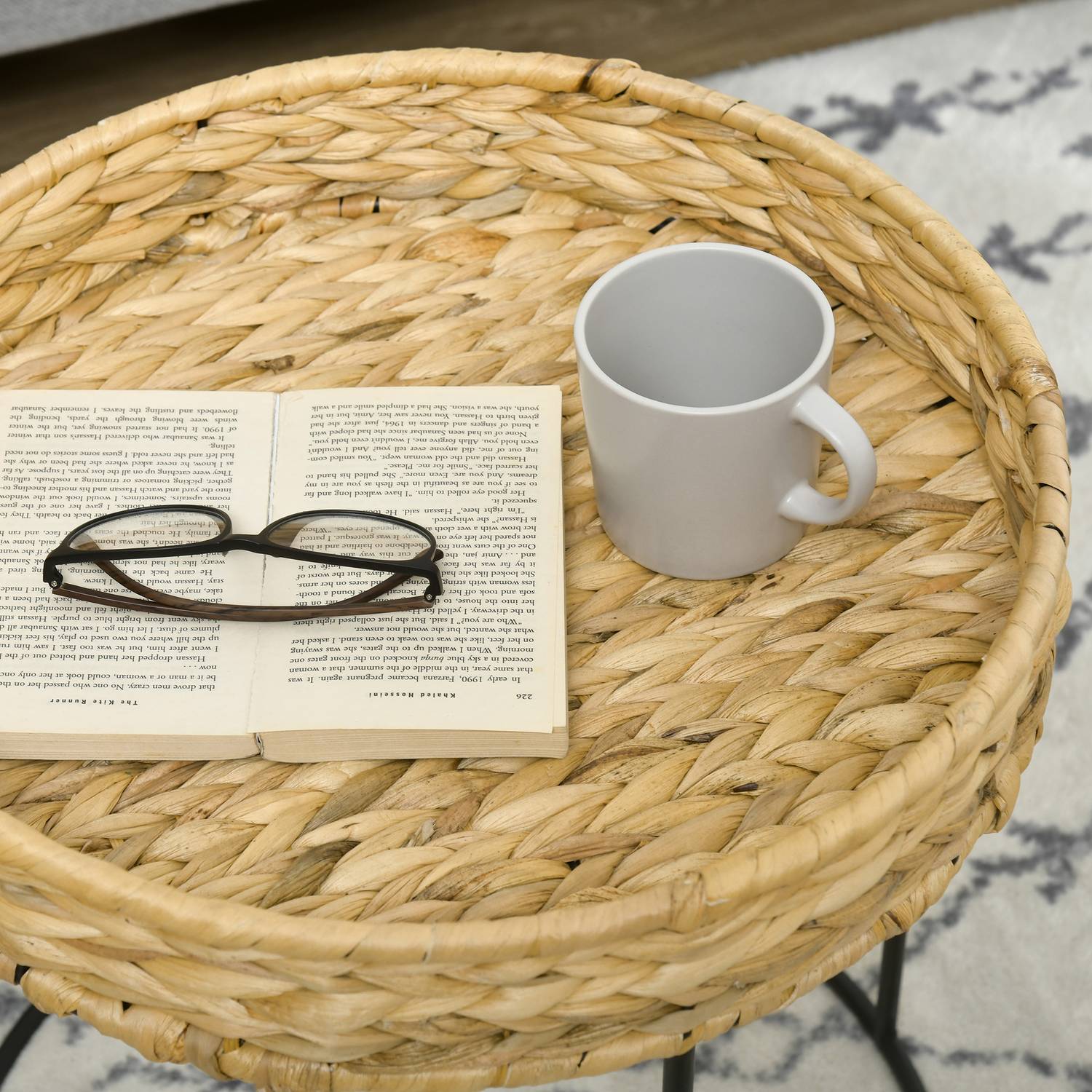 Boho sada vnořovacích konferenčních stolků – vodní hyacint a ocel