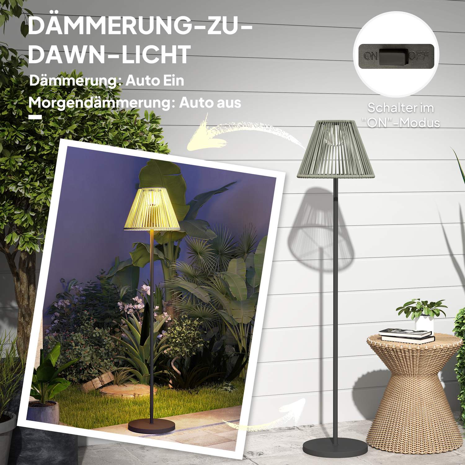 Boho Solar golvlampa, rotting, 25 lysdioder, utomhus, IP44