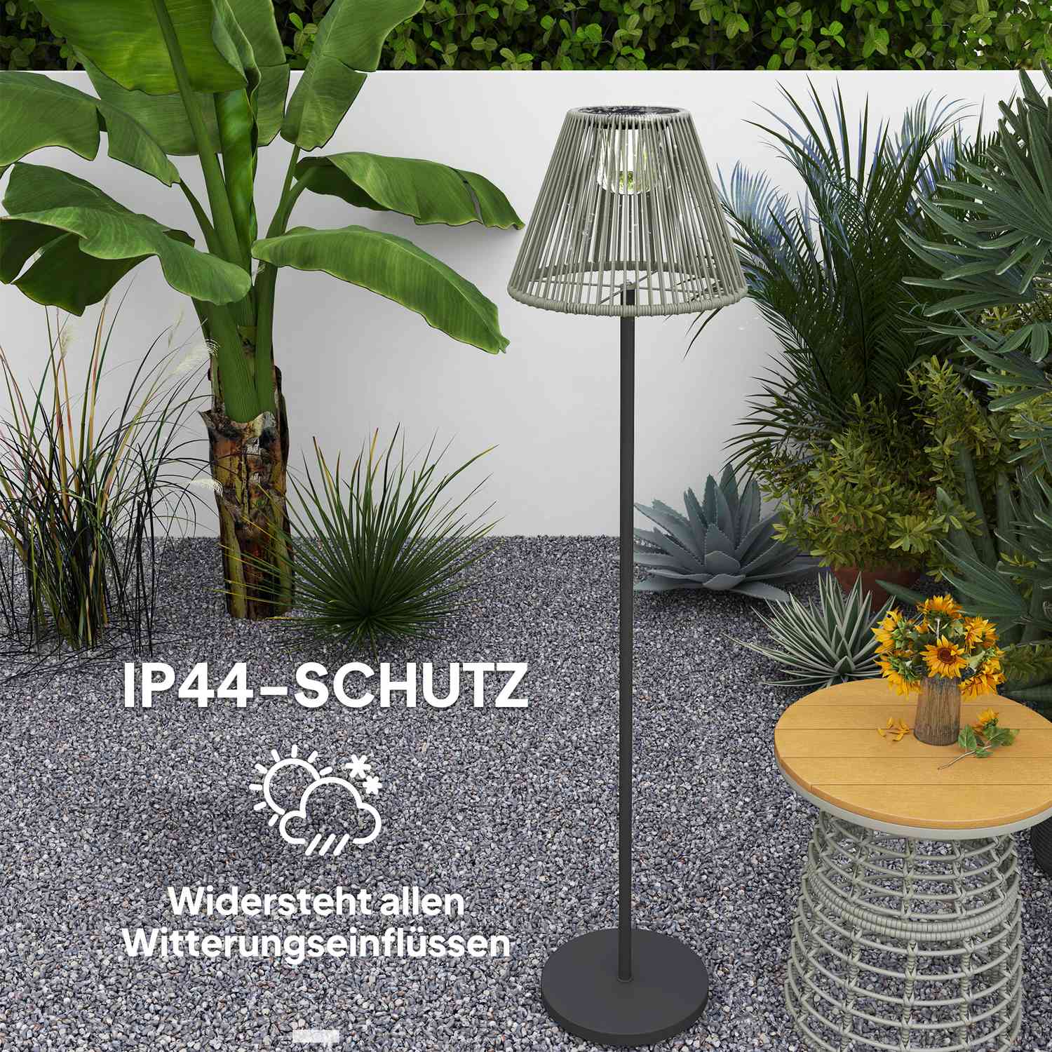Boho Solar golvlampa, rotting, 25 lysdioder, utomhus, IP44
