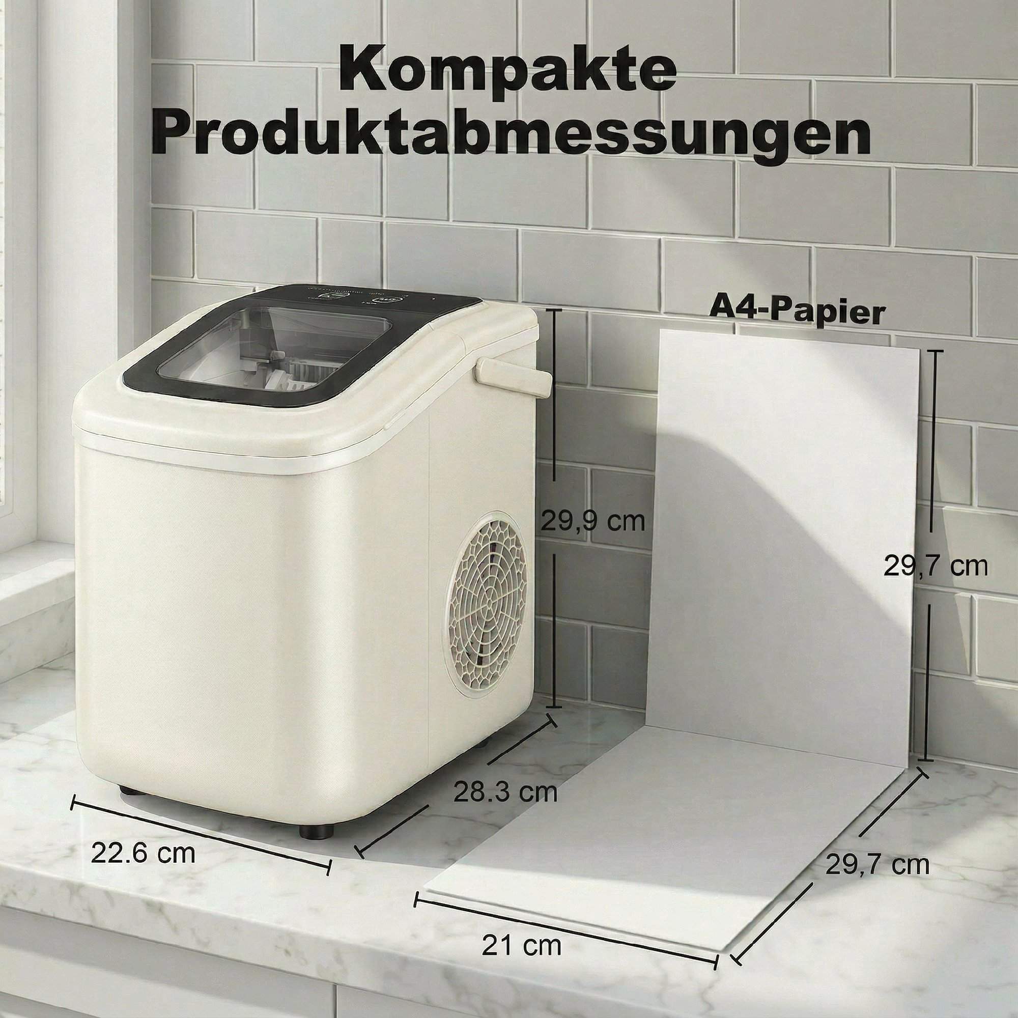 Bärbar ismaskin med självrengöring, 12 kg/24 timmar, Beige