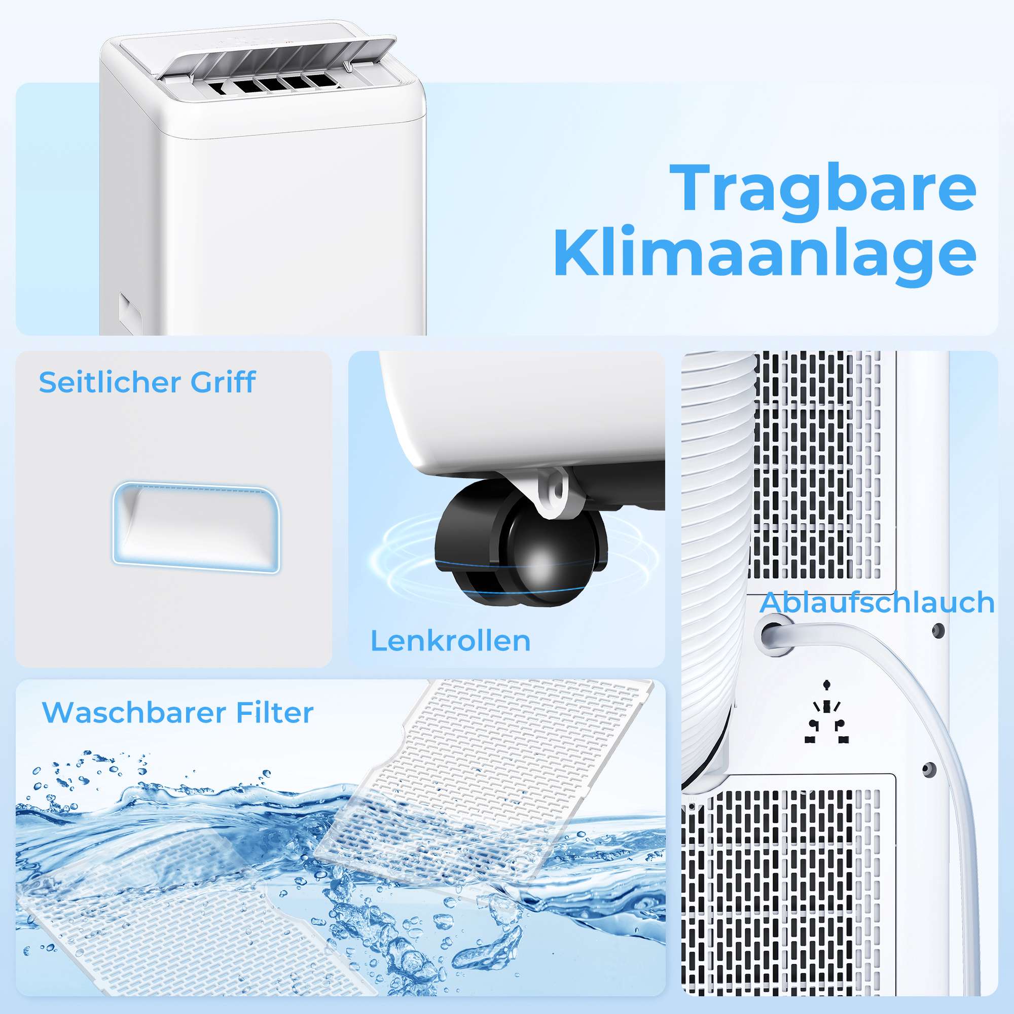 Bärbar luftkonditionering, 12 000 BTU, 5-i-1, 35㎡ täckning