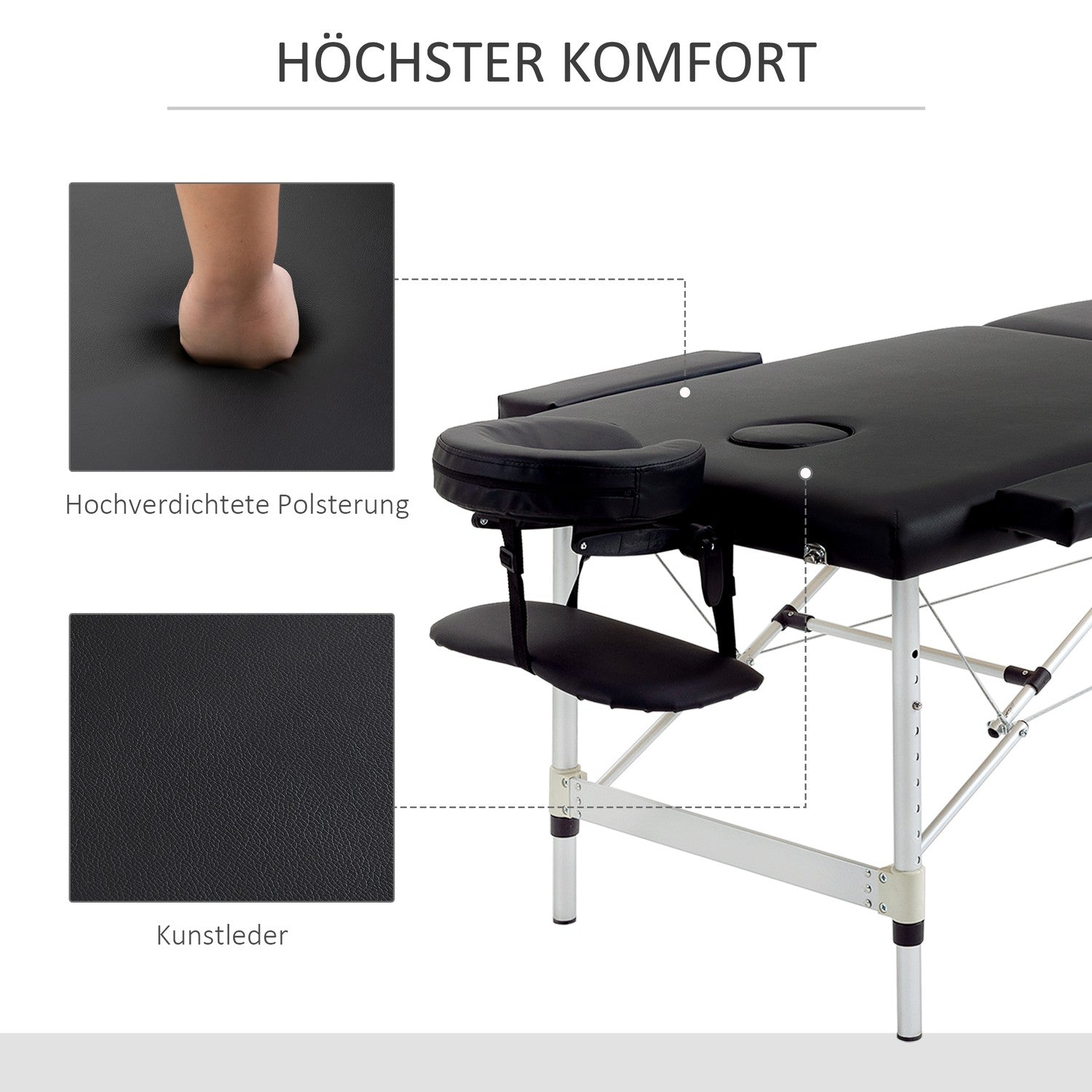 Bärbart massagebord med bärväska, justerbar höjd
