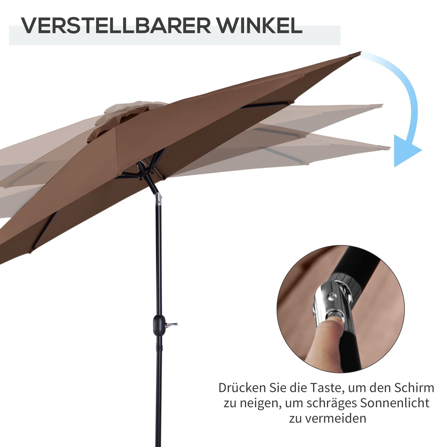 Brown Market Parasoll Med Vev, Ø2,95m, Slitstark Polyester