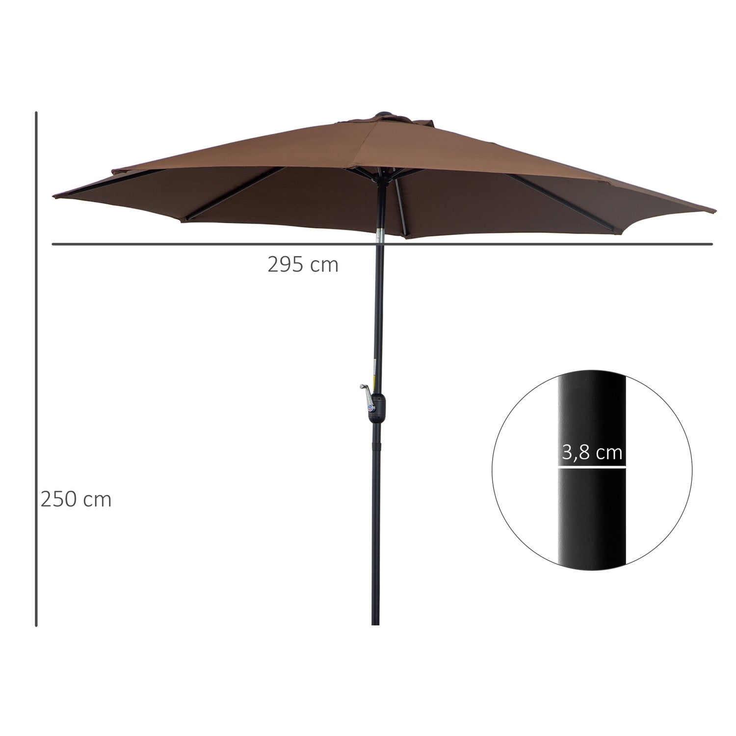 Brown Market Parasoll Med Vev, Ø2,95m, Slitstark Polyester