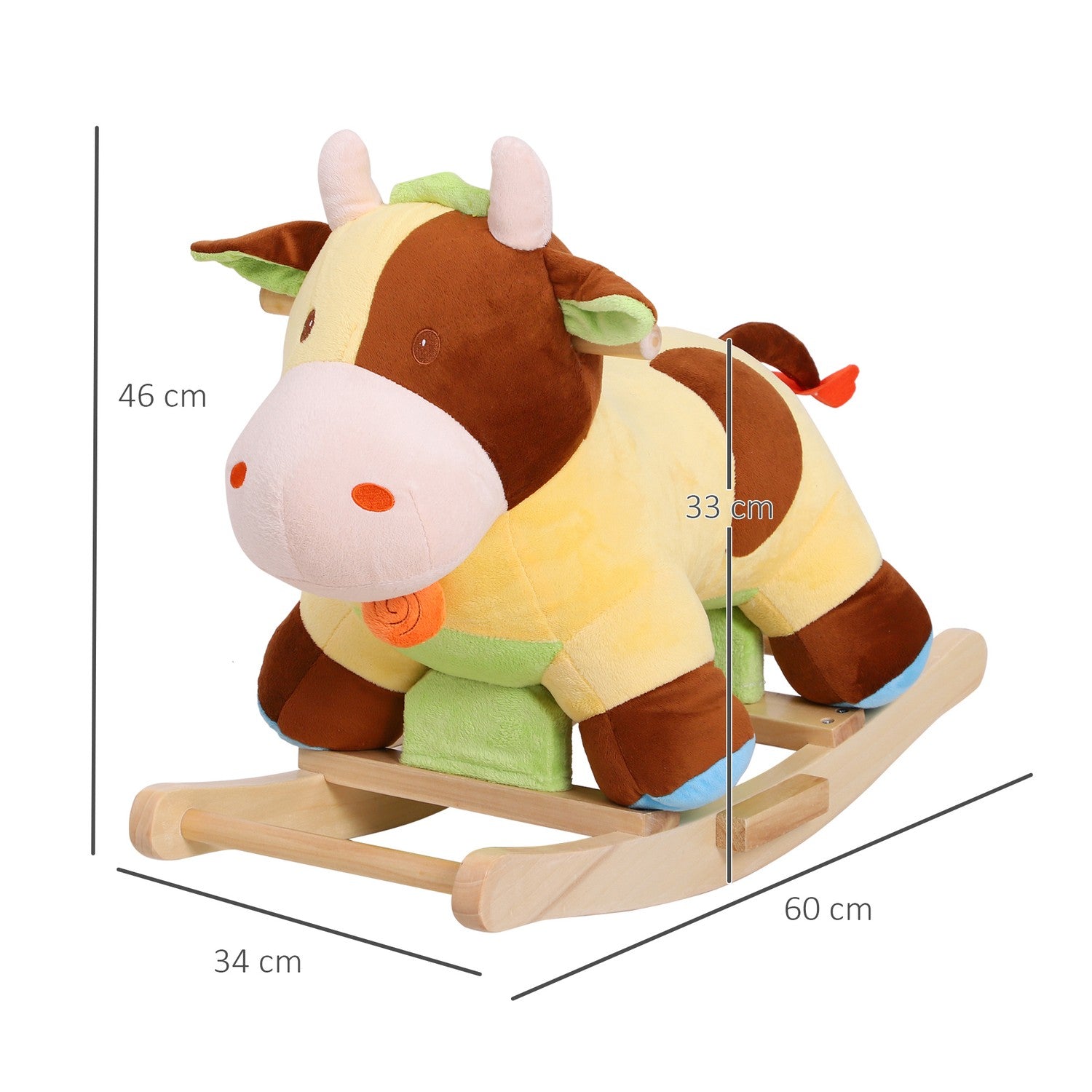 Brun & Gul Baby Rocking Cow Toy – 60x34x46 Cm