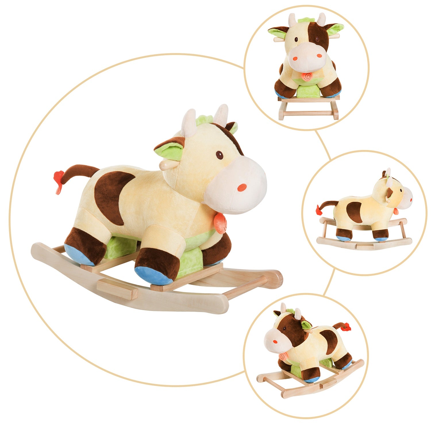Brun & Gul Baby Rocking Cow Toy – 60x34x46 Cm