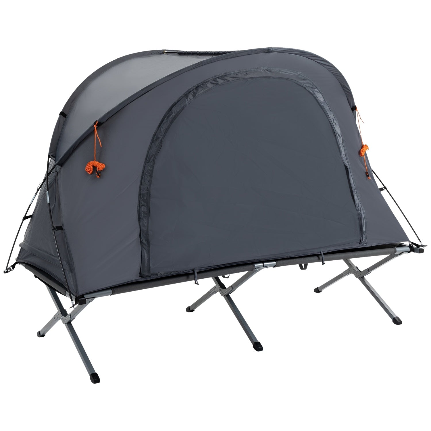 Campingtältsäng med luftmadrass Grå 200 x 86 x 147 cm