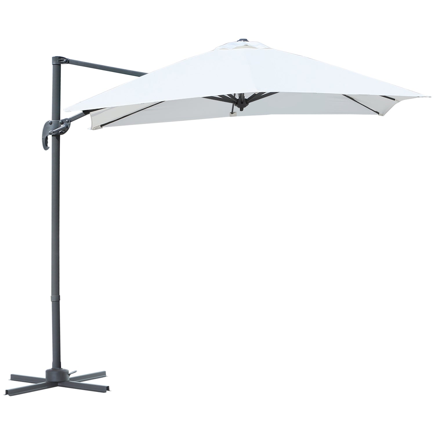 Cantilever Parasoll 245x245cm, Justerbar Lutning, Kräm