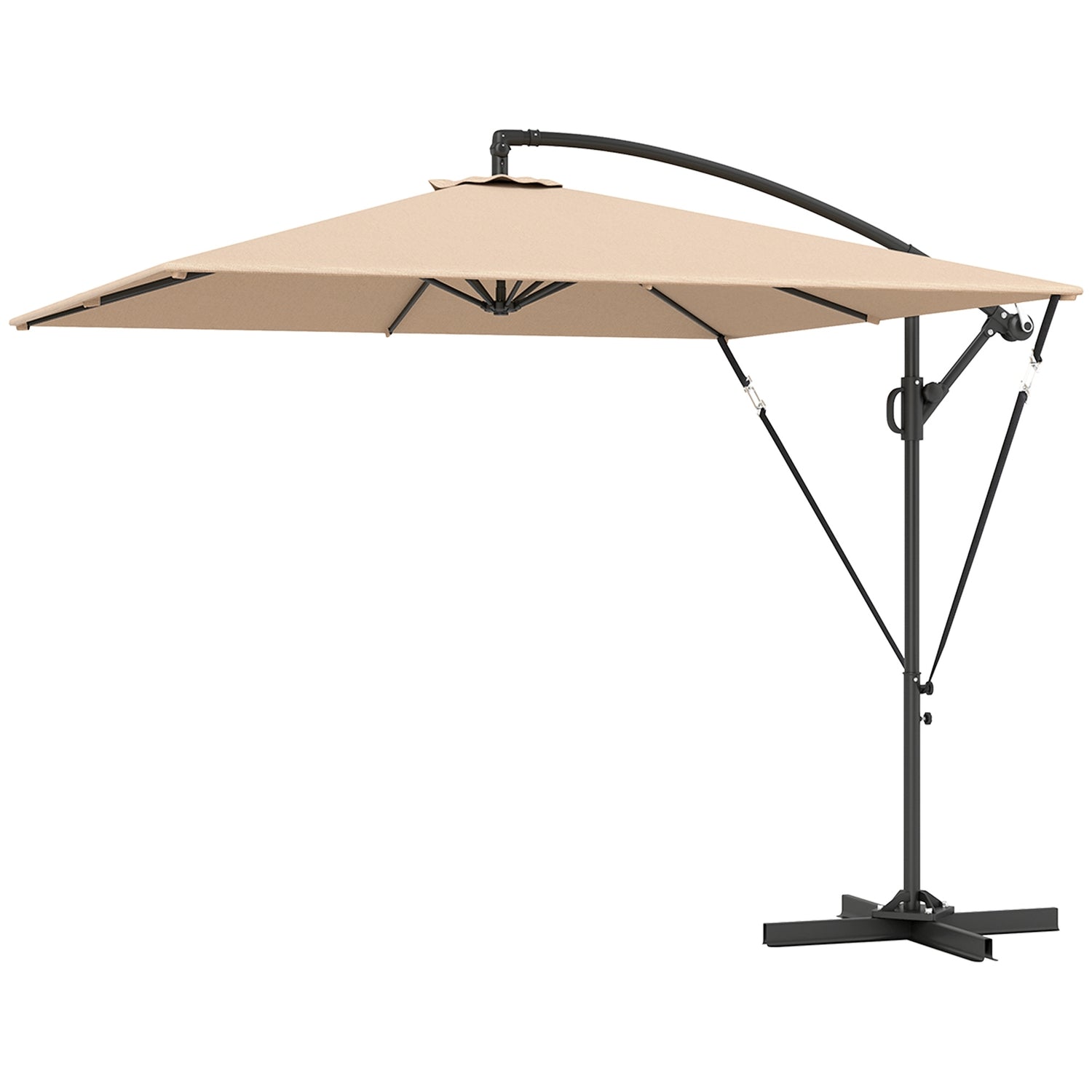 Slunečník s bočním stožárem Ø260 cm, UV 50+, vodoodpudivý, khaki
