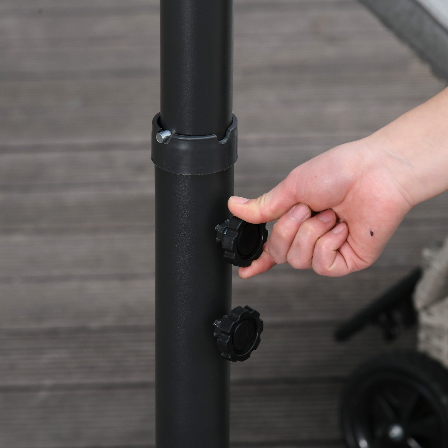 Cantilever Parasoll med vev, Stålram, Svart, Ø3x2,5M