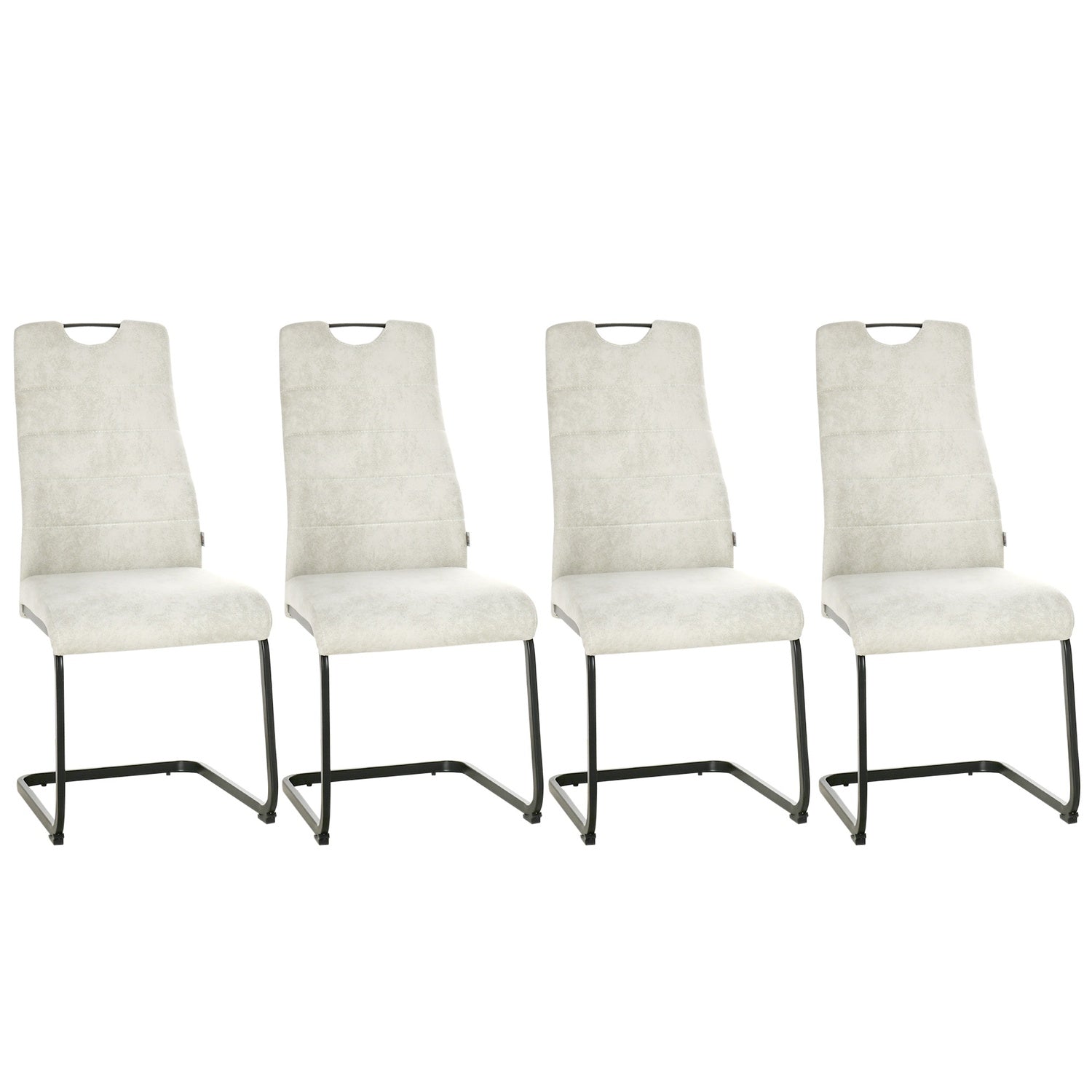 Cantilever matstolar, ergonomiskt set om 4, beige polyester