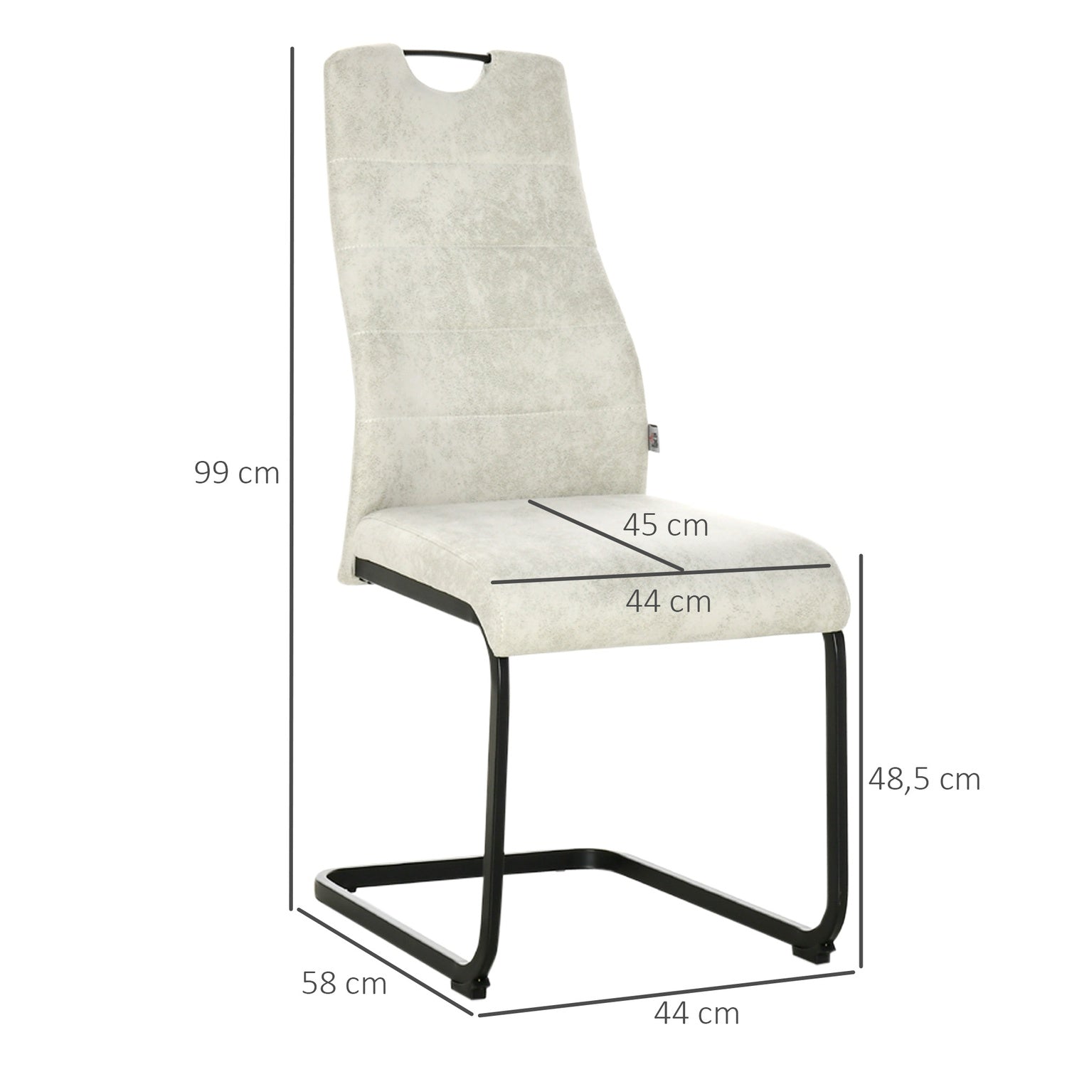 Cantilever matstolar, ergonomiskt set om 4, beige polyester